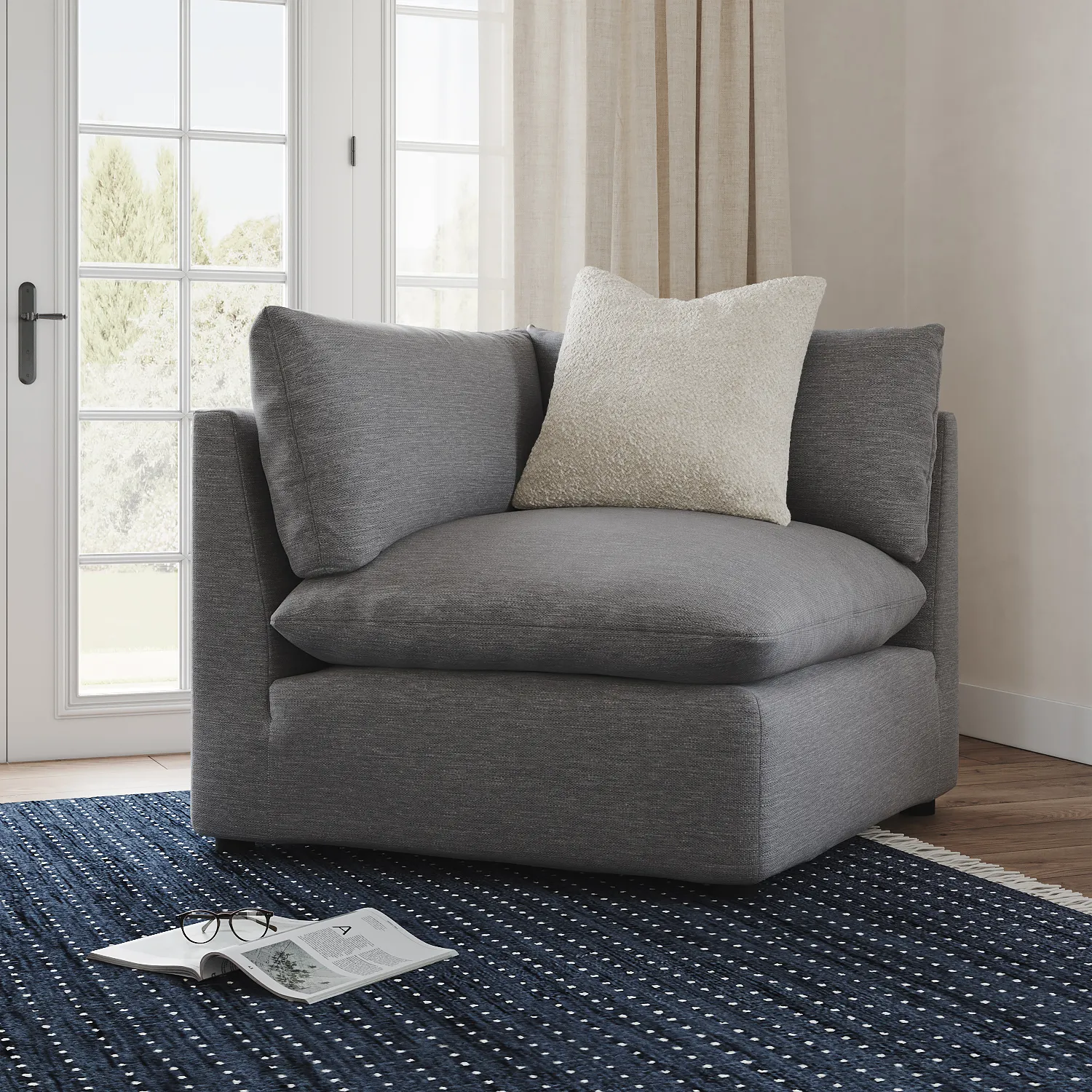 Leigh 41_ Corner Chair Module - Silver Gray