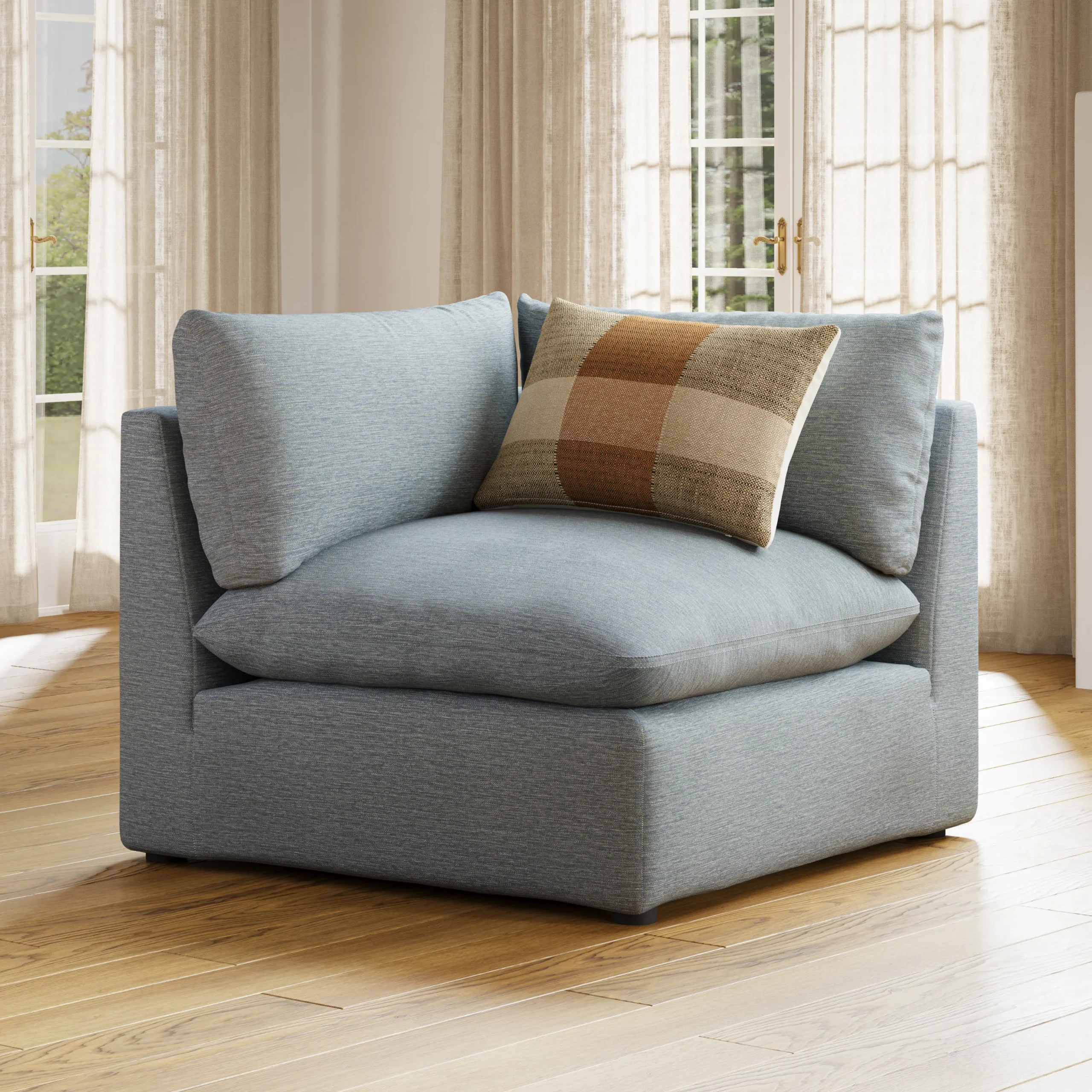Leigh 41_ Corner Chair Module - Silver Light Blue
