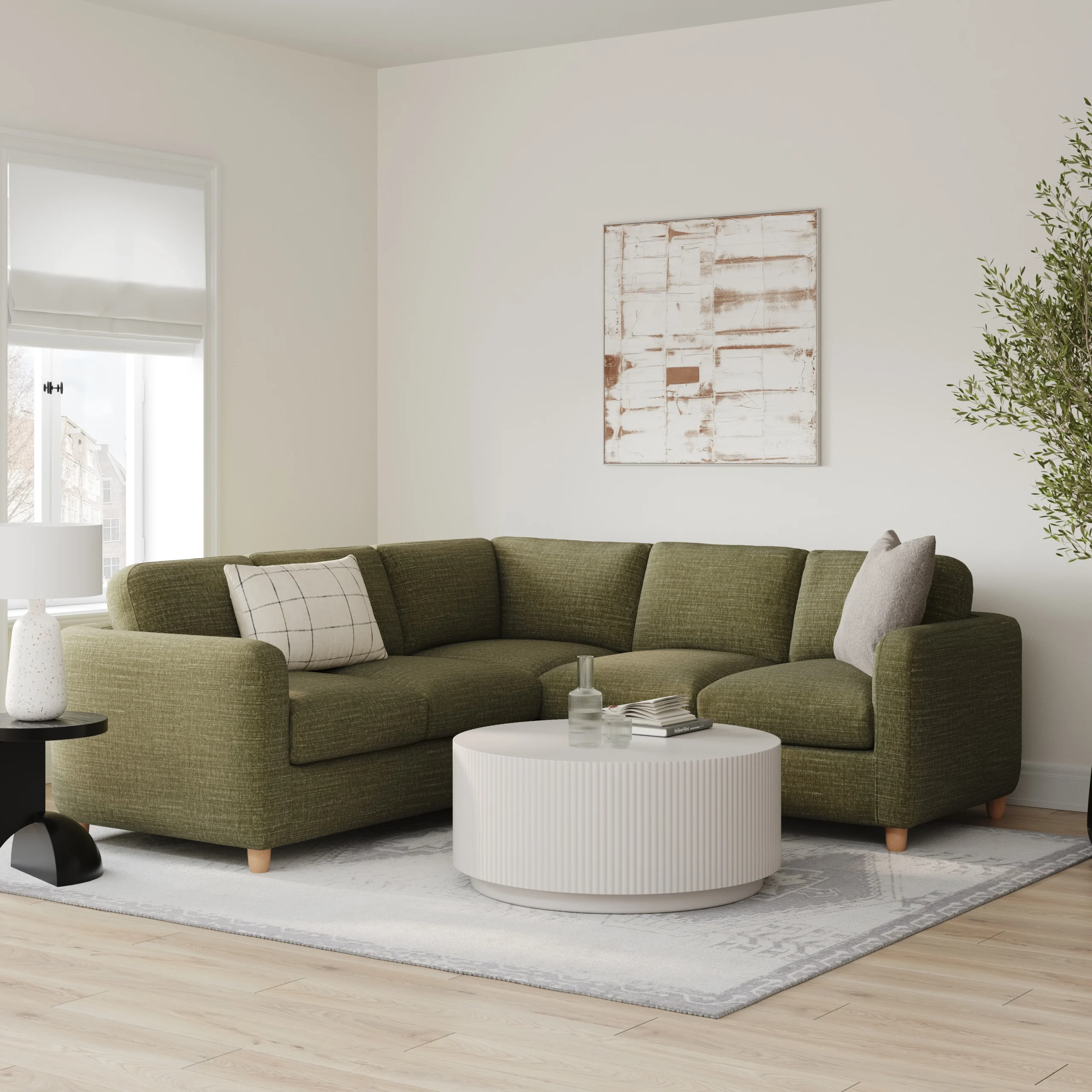 Vati 92_ Corner Sectional - Natural Oak and Napa Moss