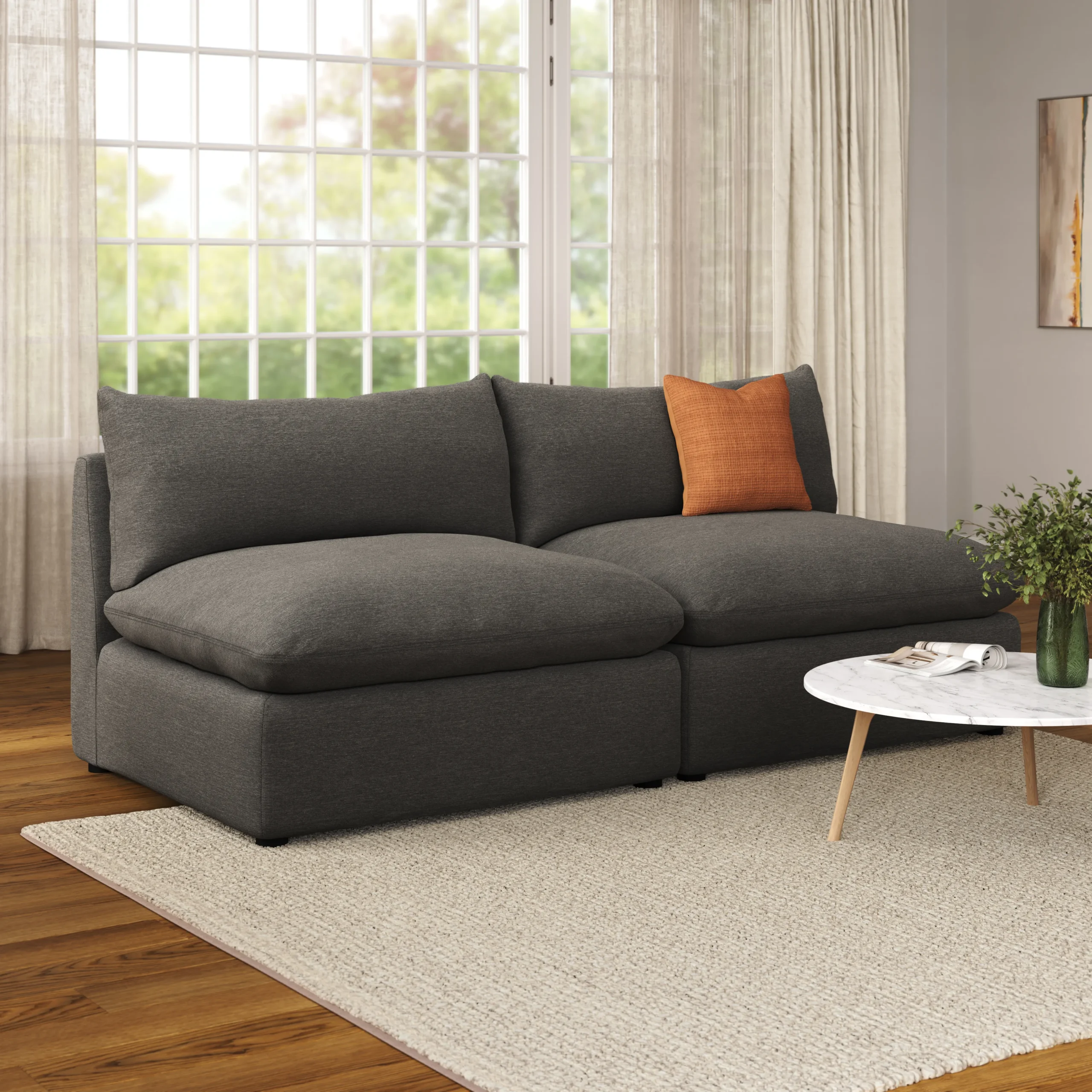 Leigh 79_ Armless Modular Sofa - Silver Gray
