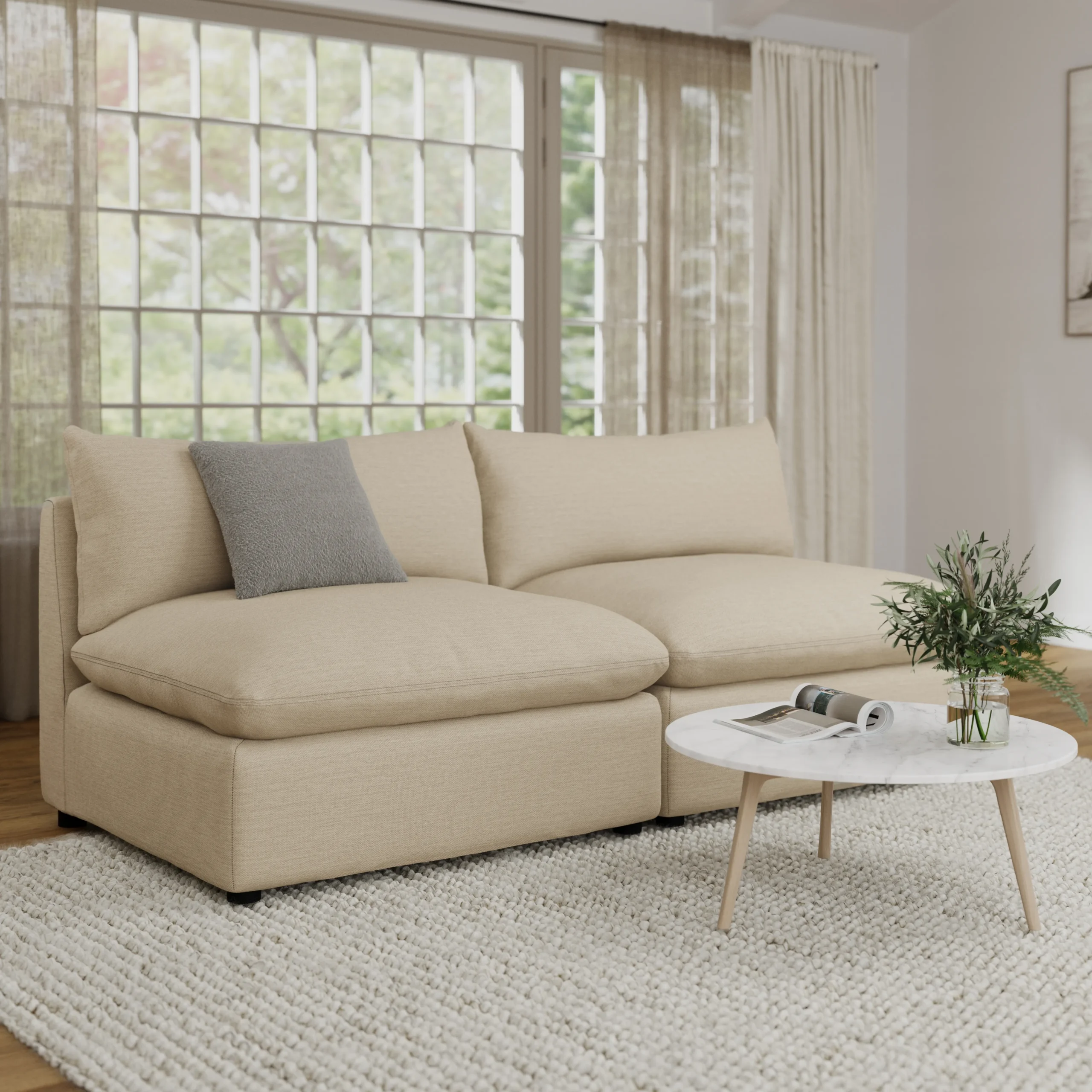 Leigh 79_ Armless Modular Sofa - Silver Taupe