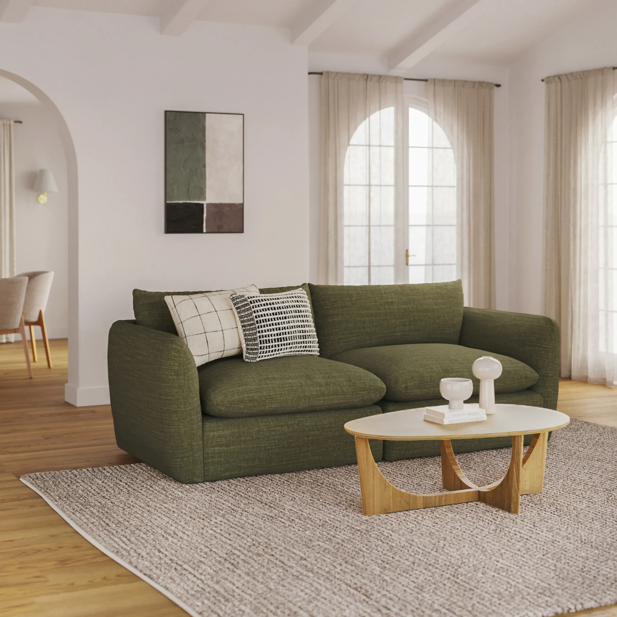 Leigh 92_ Modular Sofa - Napa Moss