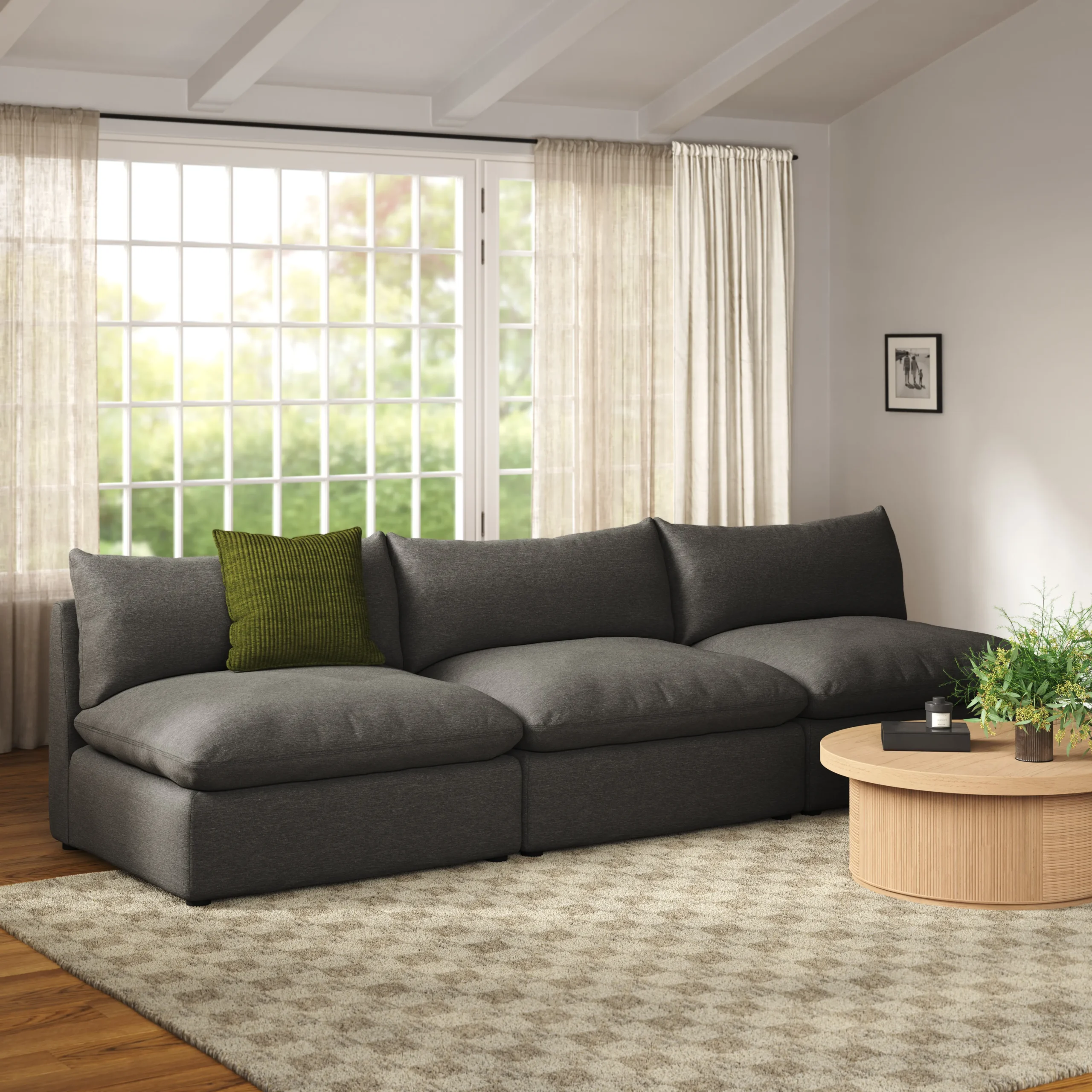 Leigh 118_ Armless Modular Sofa - Silver Gray