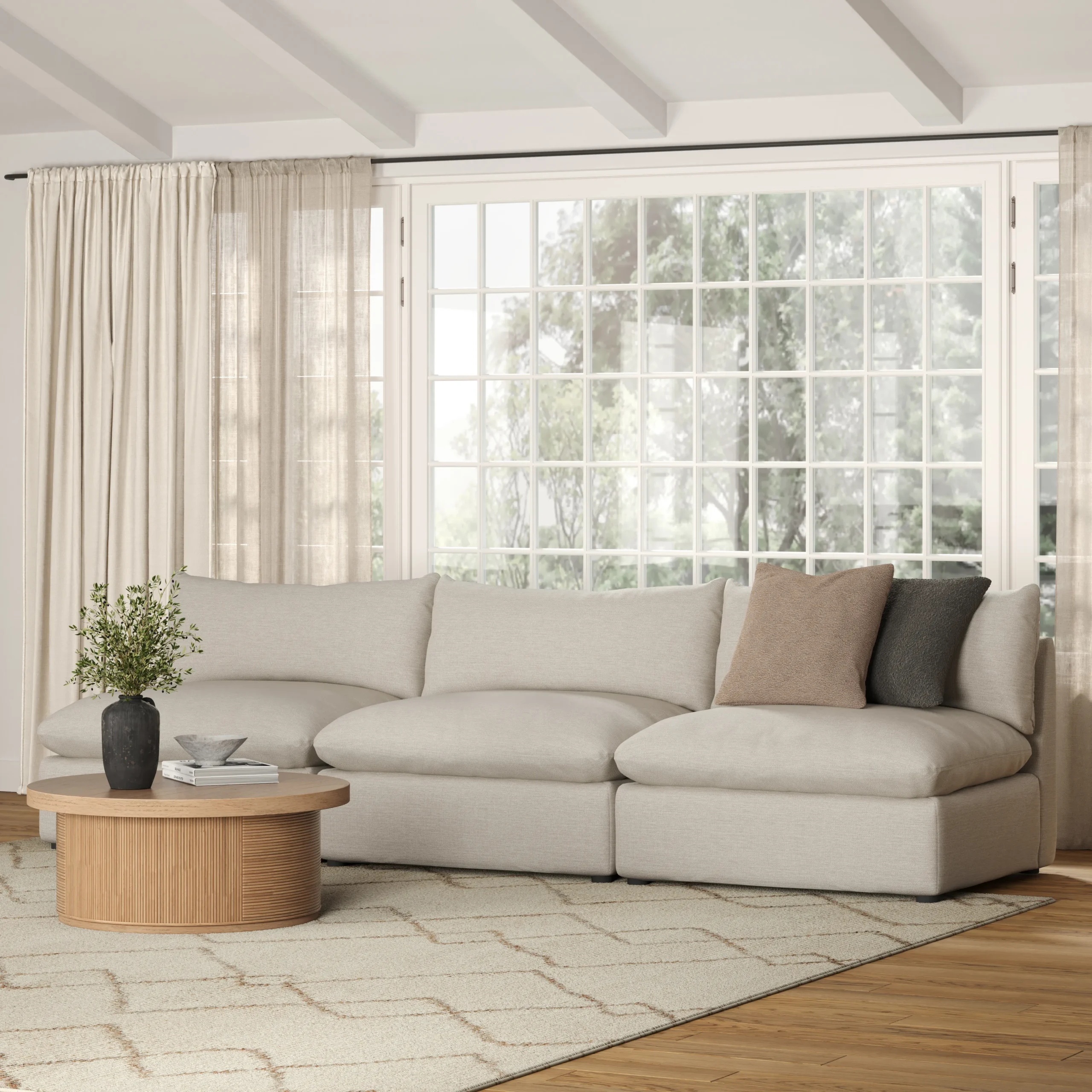 Leigh 118_ Armless Modular Sofa - Silver Ivory