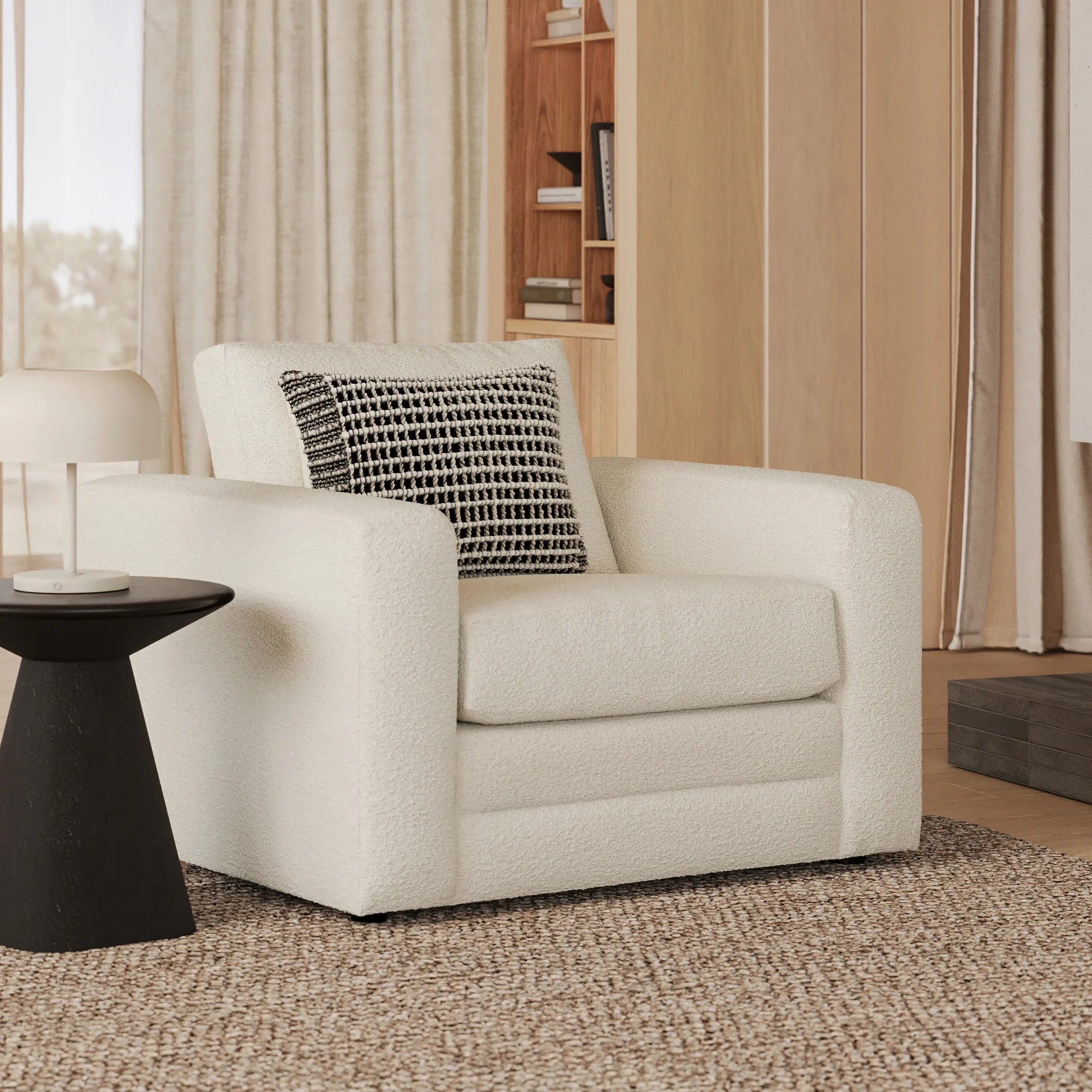 Riley 42_ Lounge Chair - Ivory Wool Bouclé
