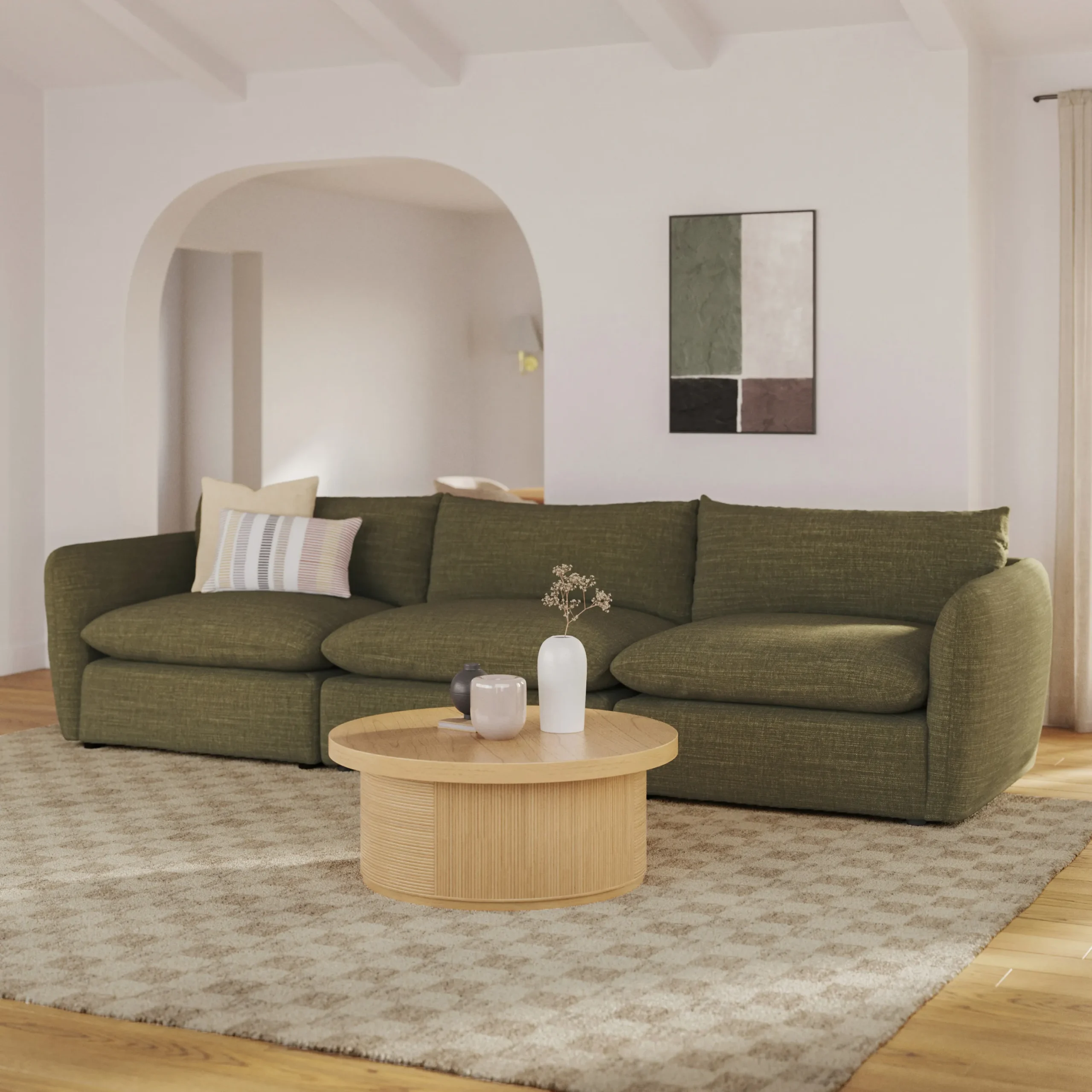 Leigh 131.5_ Modular Sofa - Napa Moss