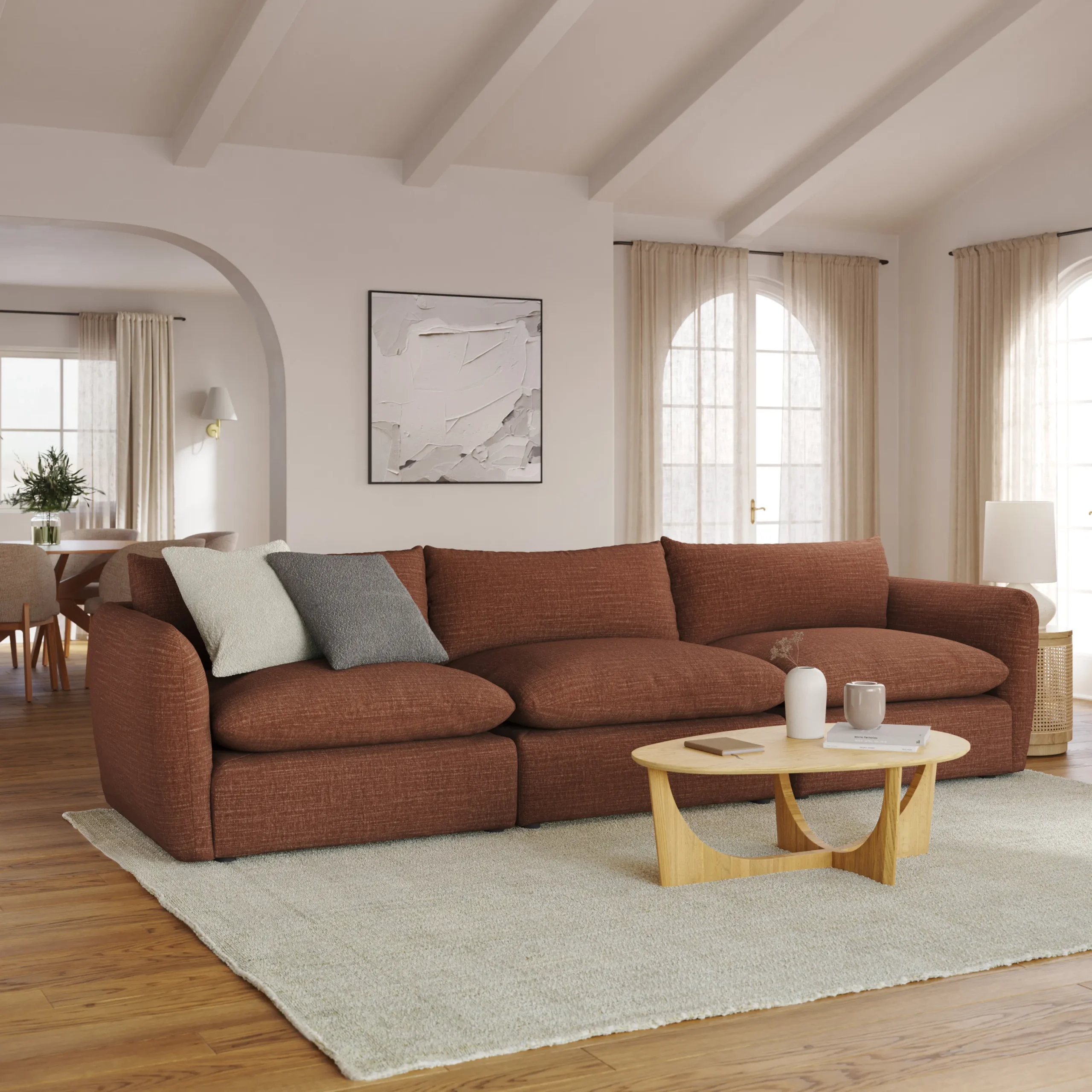 Leigh 131.5_ Modular Sofa - Napa Rust