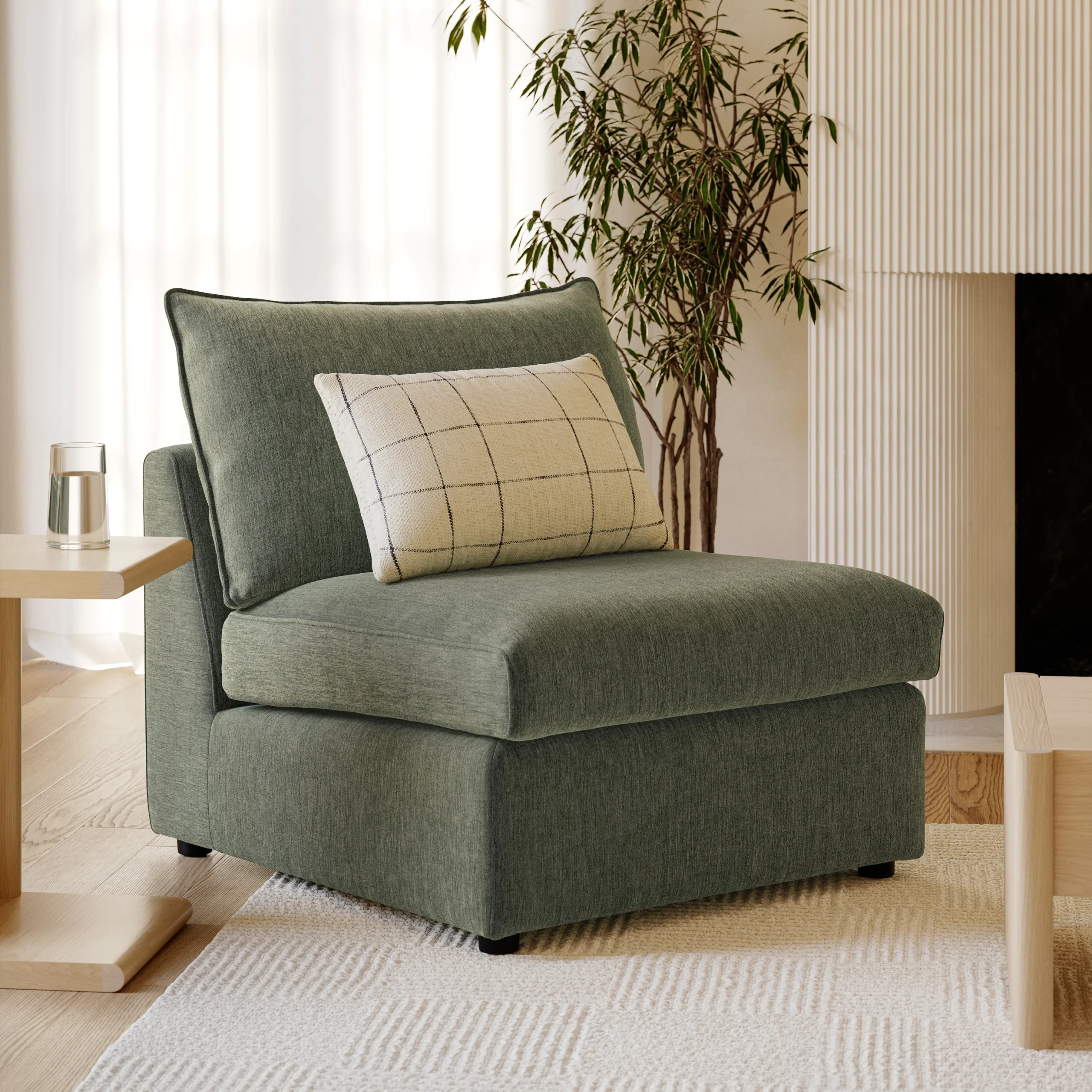 Lenae 32_ Armless Chair Module - Eleos Green