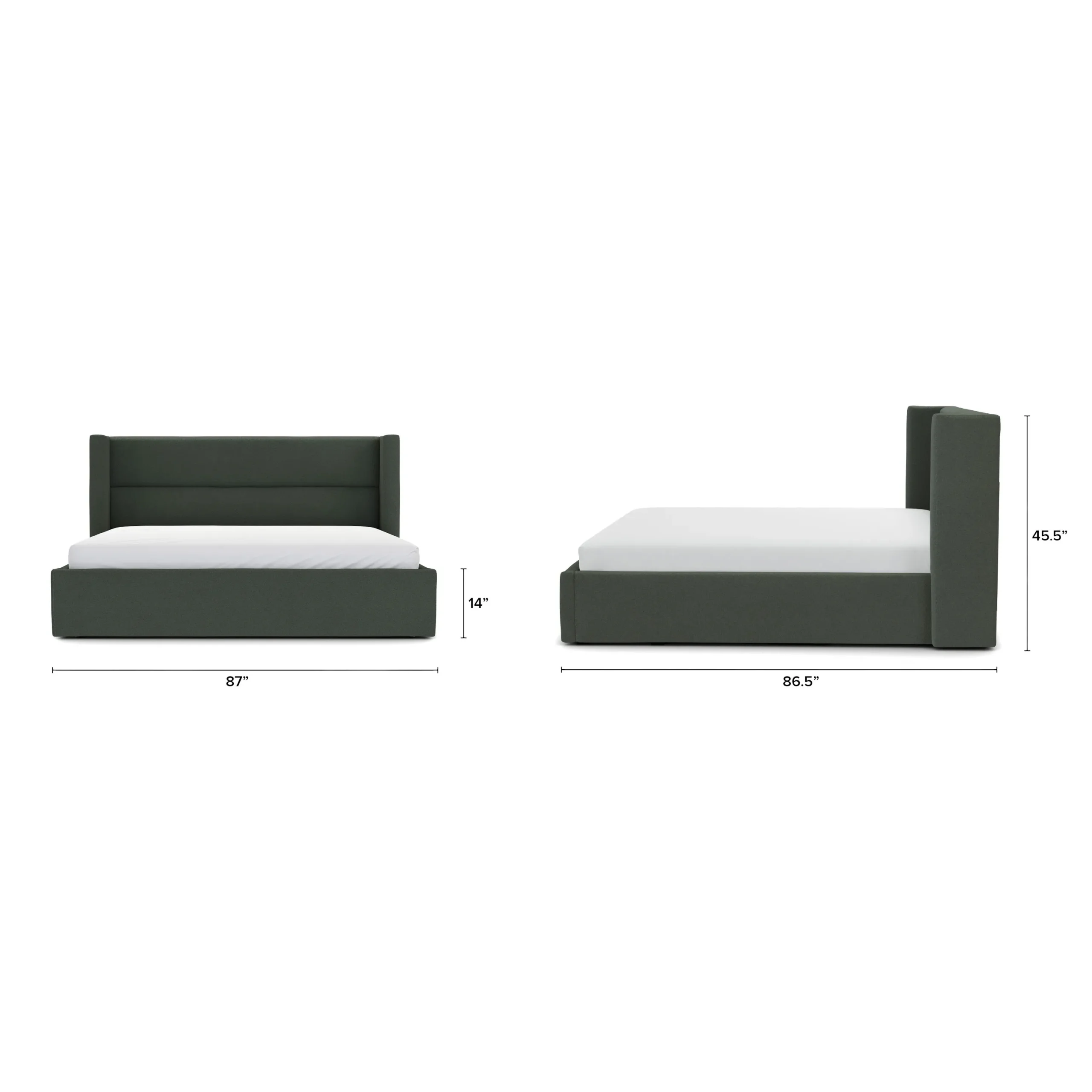Calabri King Upholstered Bed - Green Wool Bouclé - Image 4