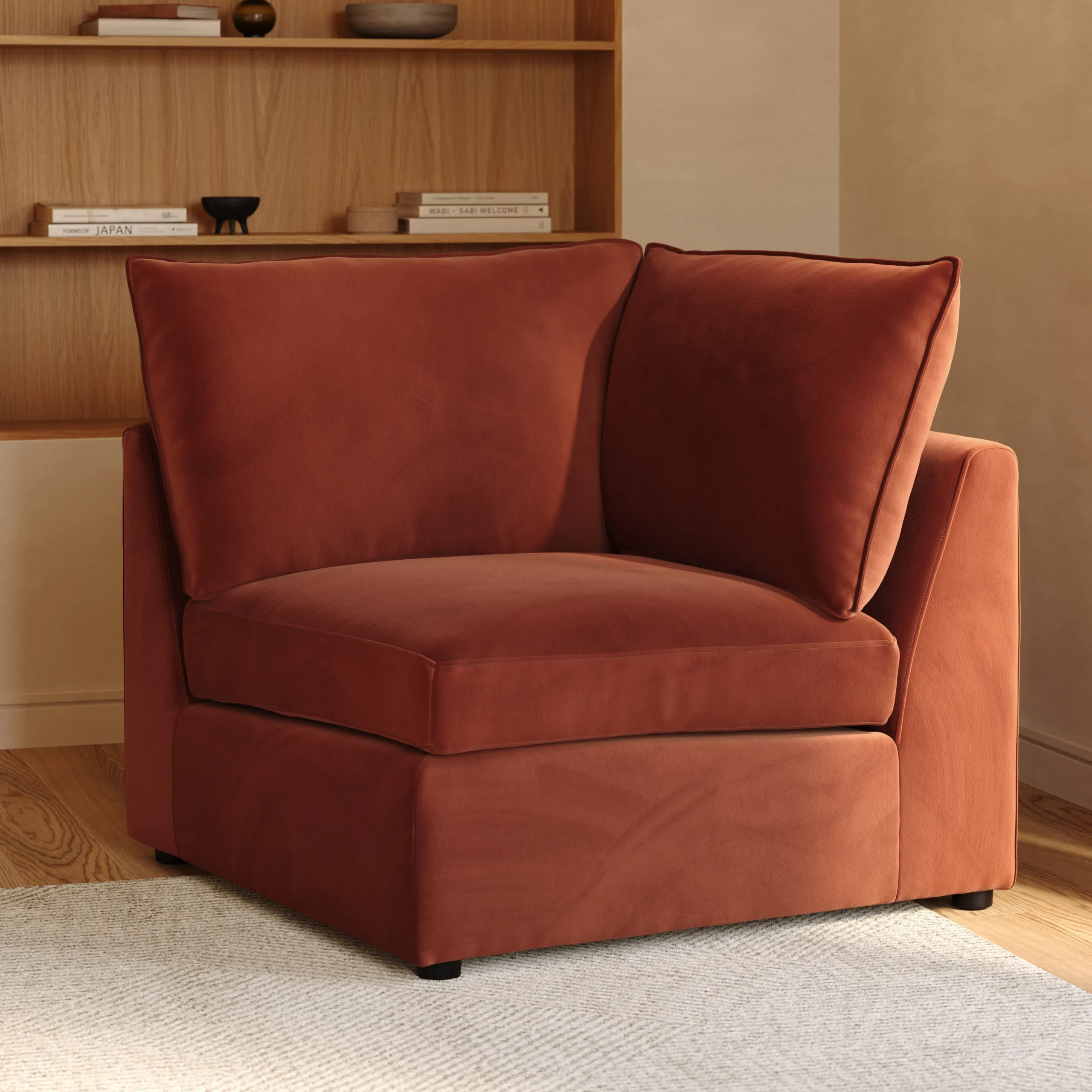 Lenae 38_ Velvet Corner Module - Hale Rust