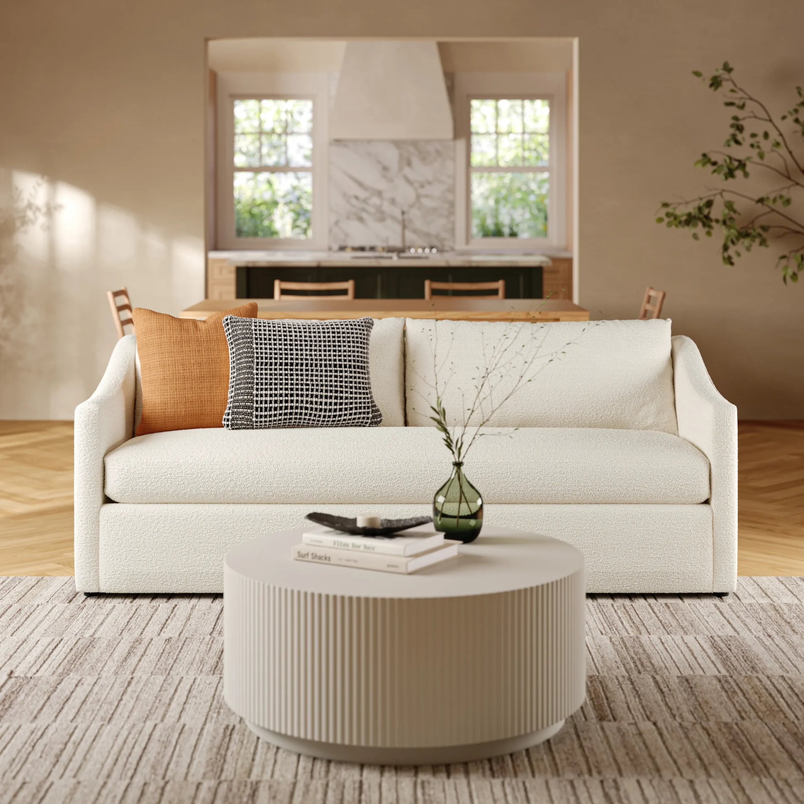 Landry 84.5_ Sofa Bed - Ivory Wool Bouclé