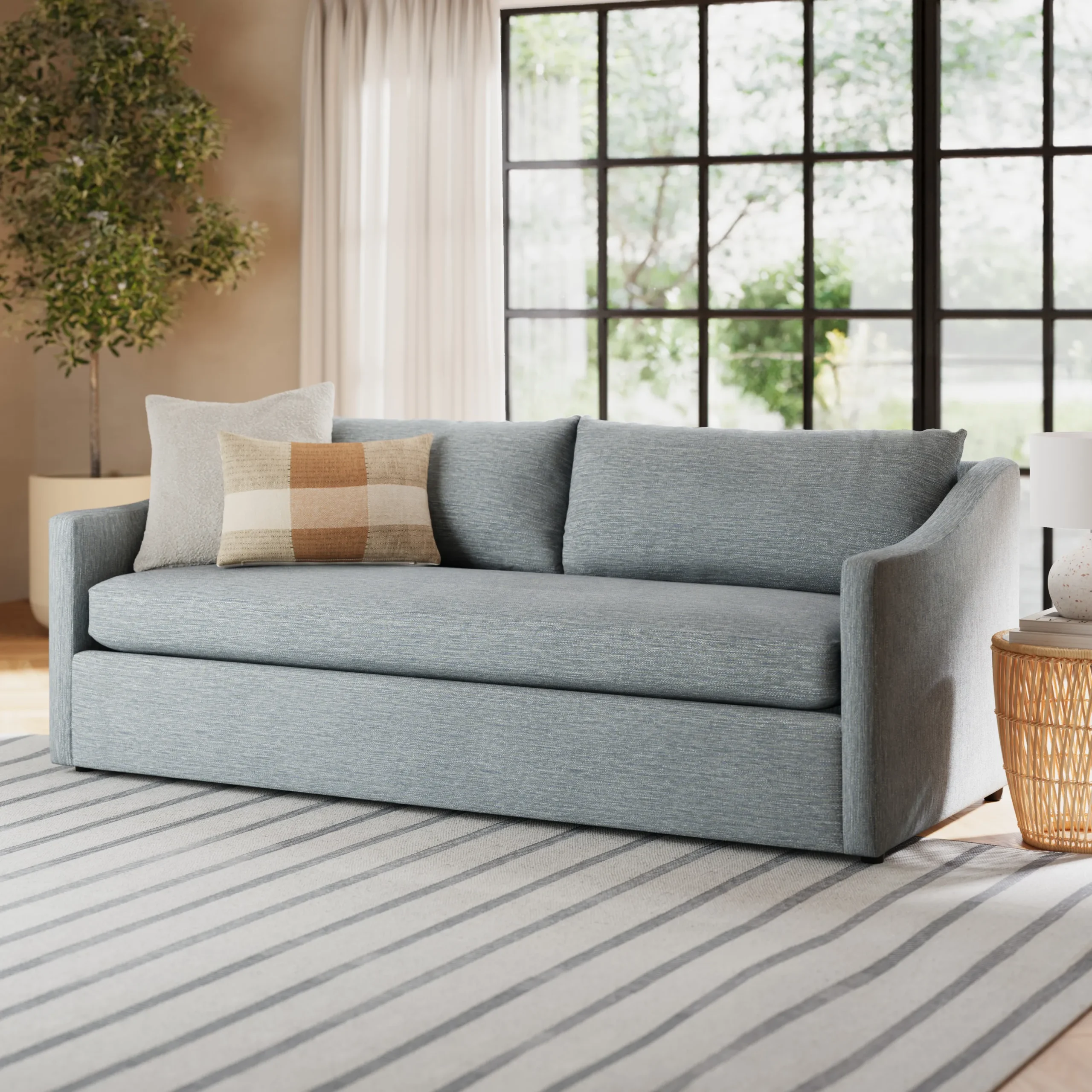 Landry 84.5_ Sofa Bed - Silver Light Blue