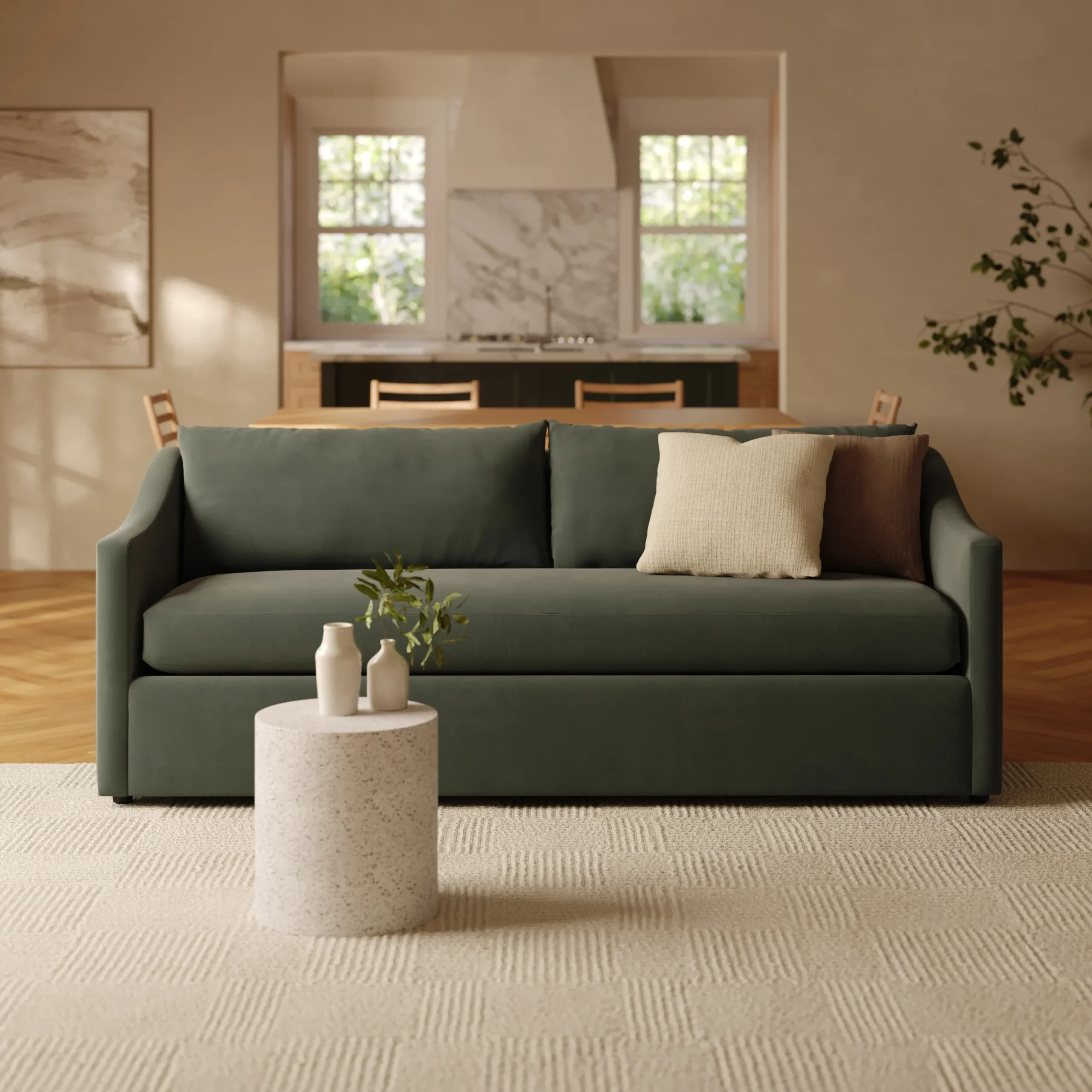 Landry 84.5_ Velvet Sofa Bed - Hale Fir Green