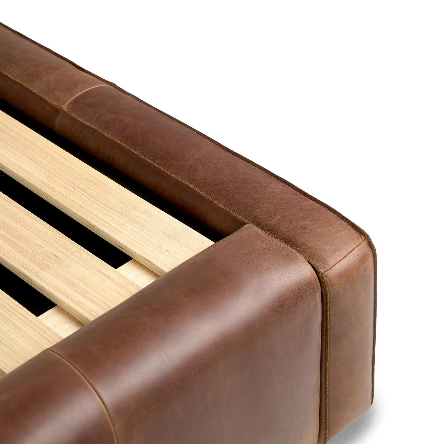 Cigar King Leather Storage Bed - Rawhide Brown - Image 15