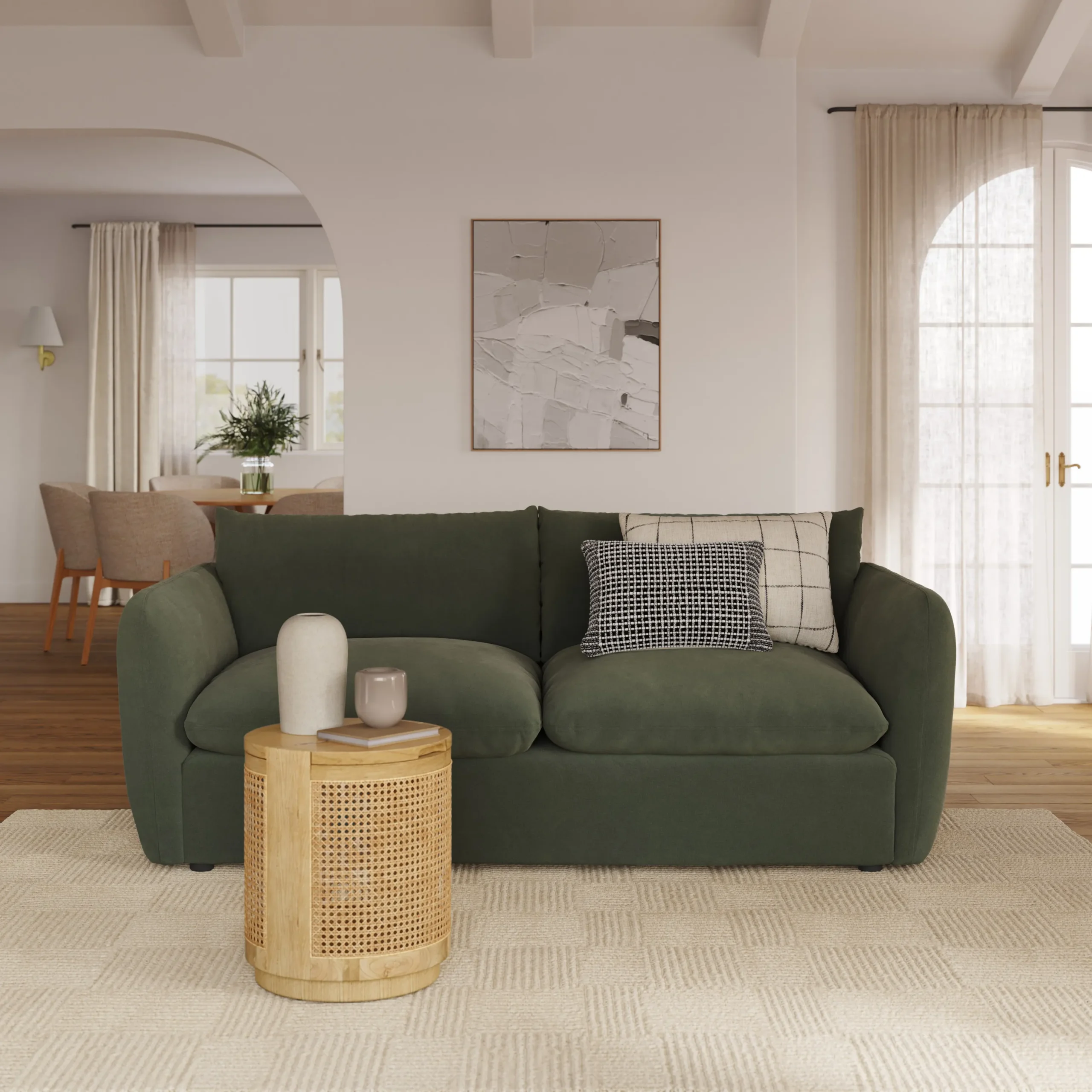 Leigh 86_ Velvet Sofa Bed - Hale Fir Green