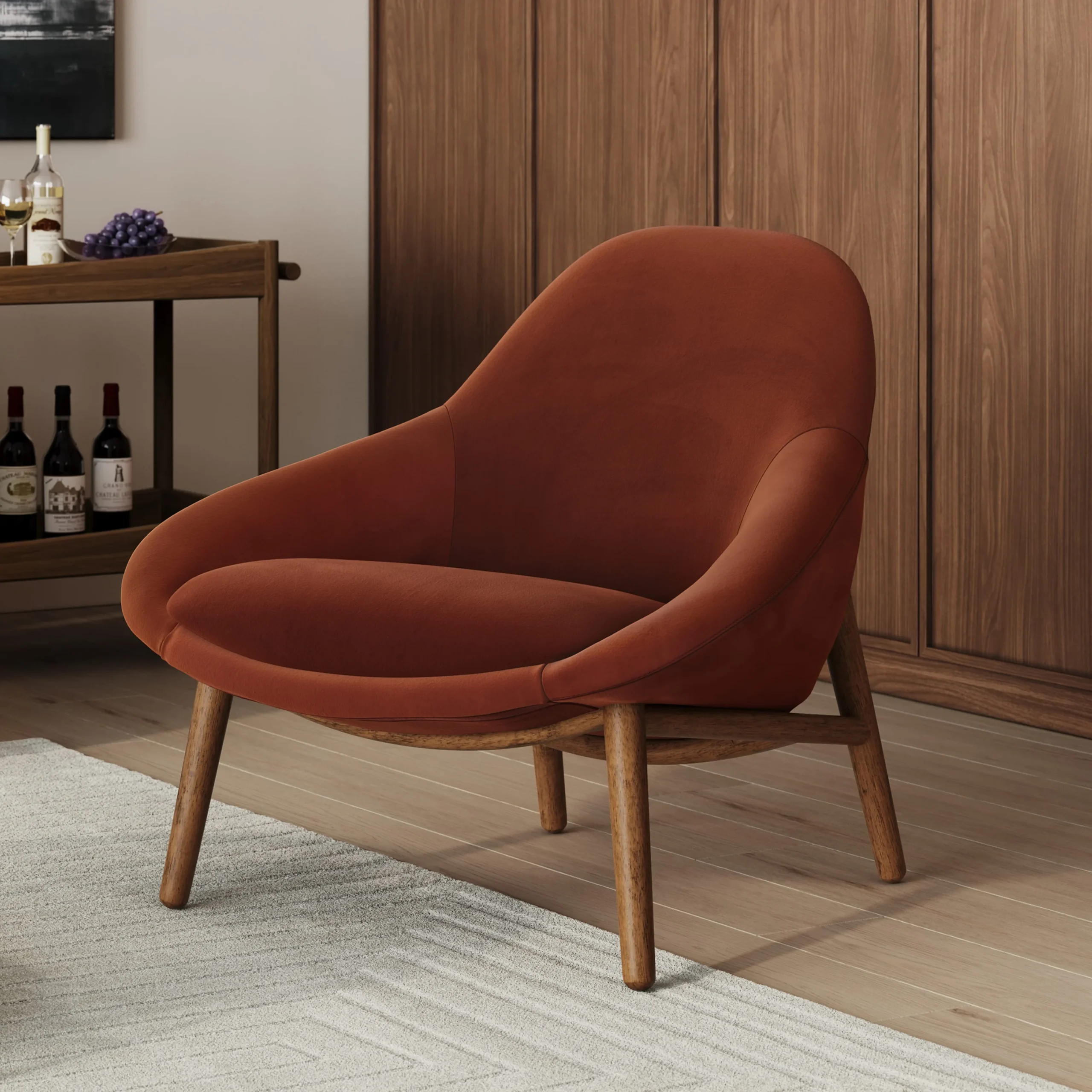 Sunny 32_ Velvet Lounge Chair - Hale Rust