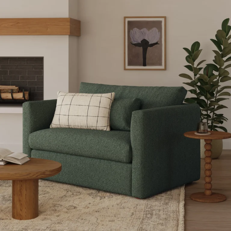 Marina 57_ Sleeper Chair - Green Wool Bouclé