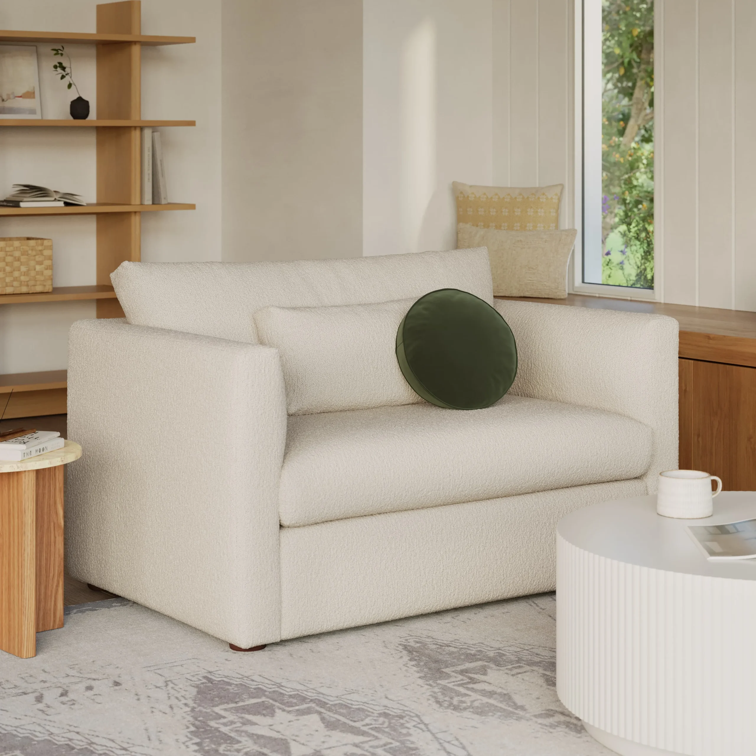 Marina 57_ Sleeper Chair - Ivory Wool Bouclé