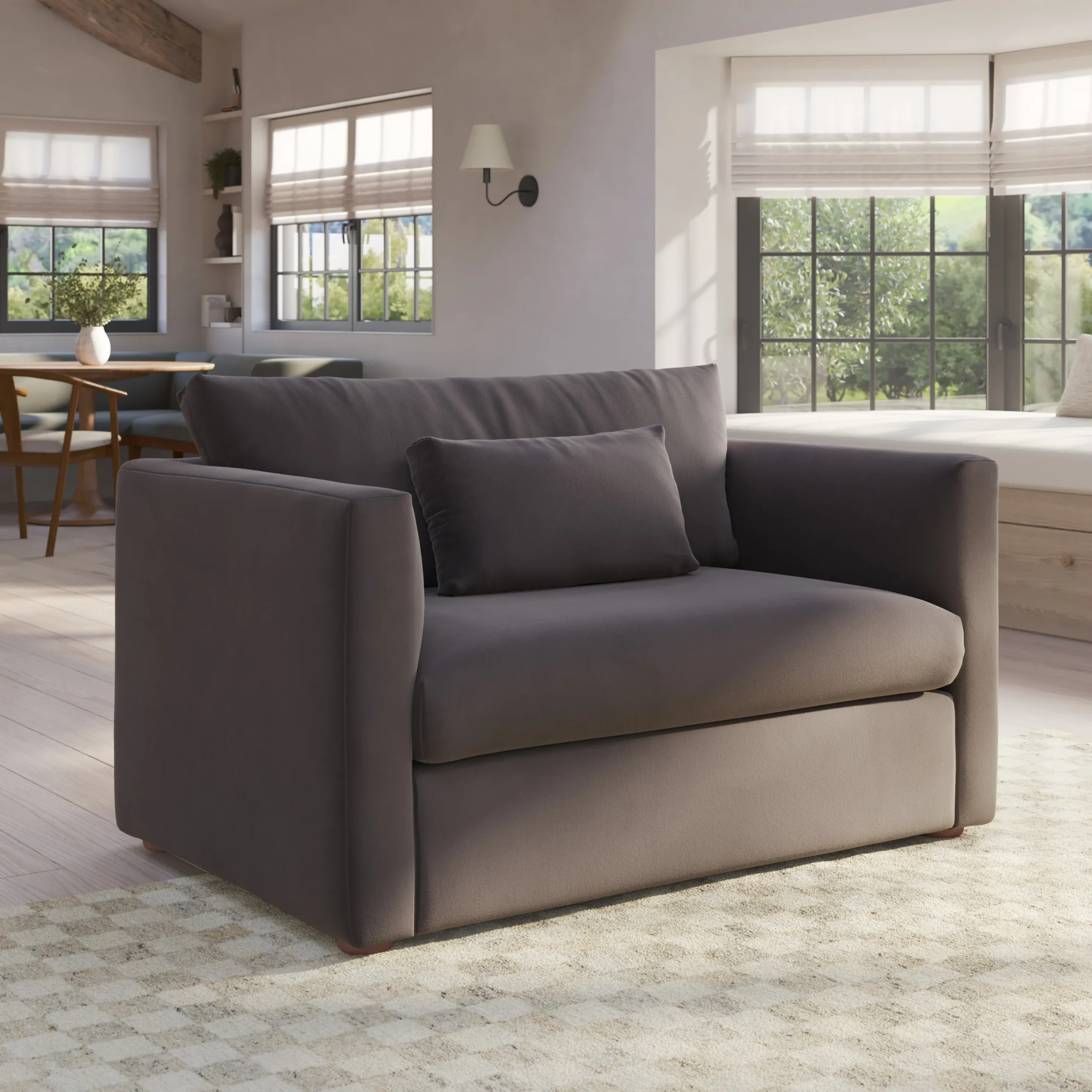 Marina 57_ Velvet Sleeper Chair - Hale Warm Gray