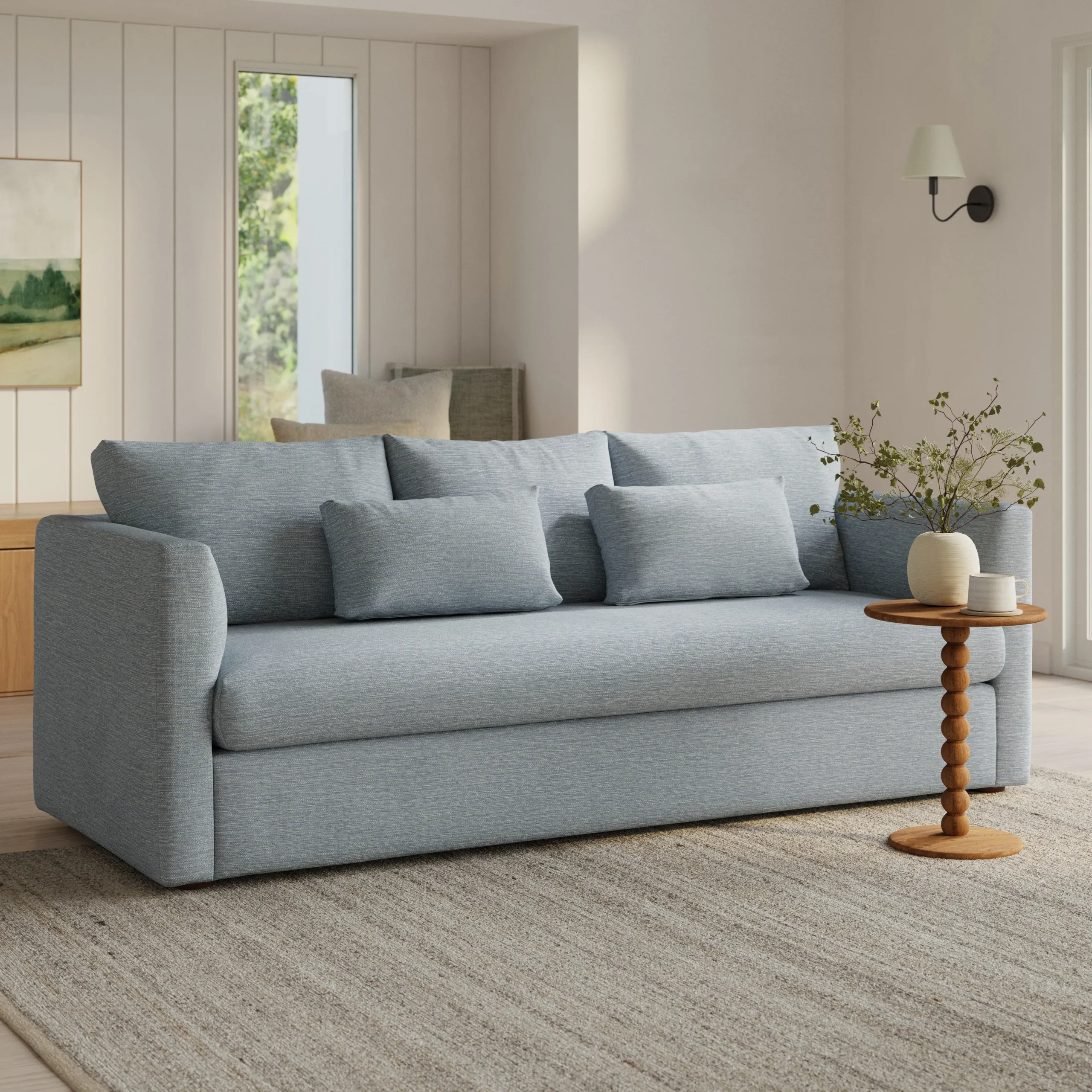 Marina 90_ Sofa Bed - Silver Light Blue