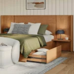 Leif Queen Storage Bed with Nightstands Set - Smoked Oak
