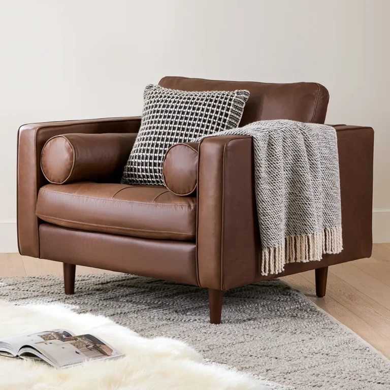 Sven 42" Tufted Leather Lounge Chair - Charme Chocolat