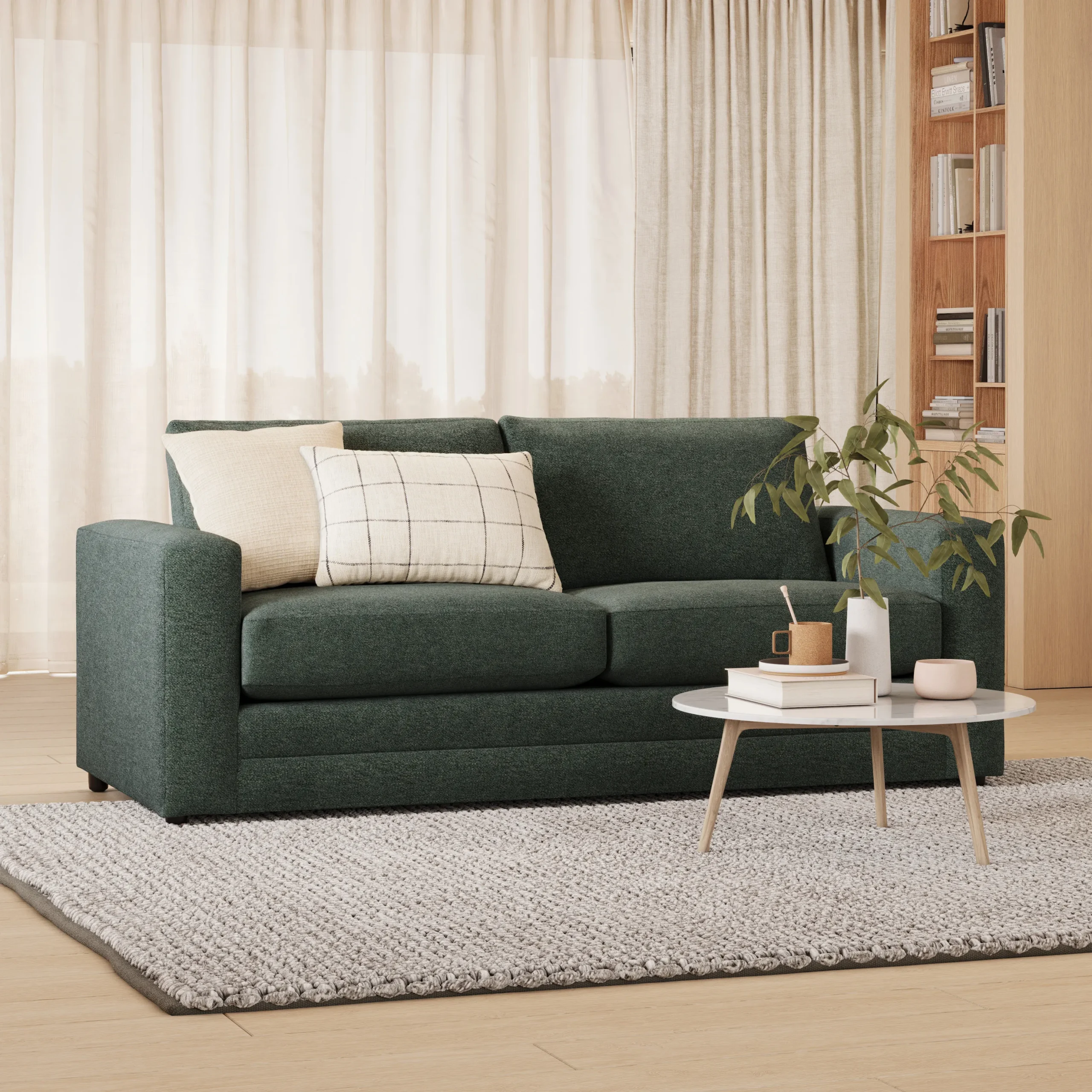 Riley 84_ Sofa Bed - Green Wool Bouclé