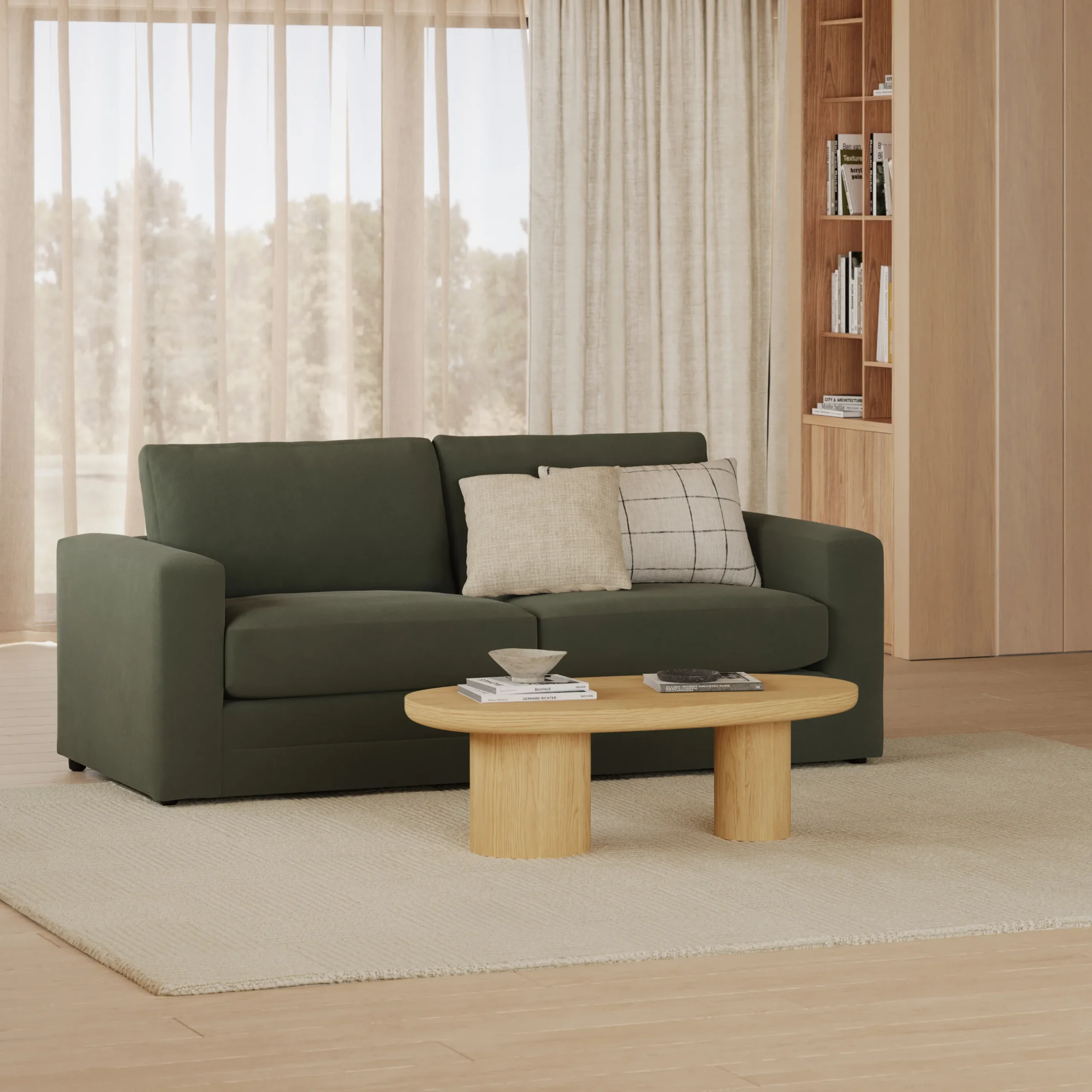 Riley 84_ Velvet Sofa Bed - Hale Fir Green
