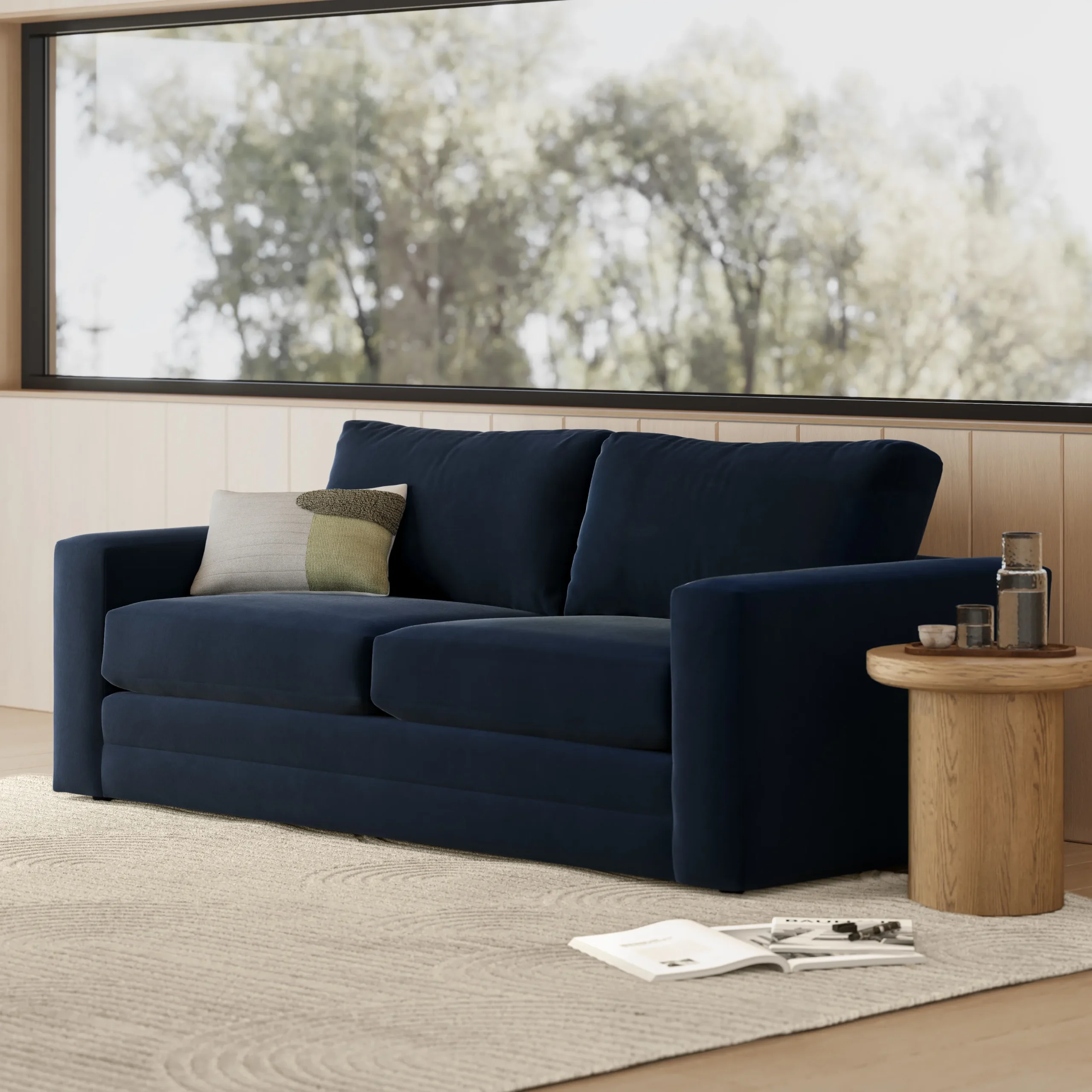 Riley 84_ Velvet Sofa Bed - Hale Ink