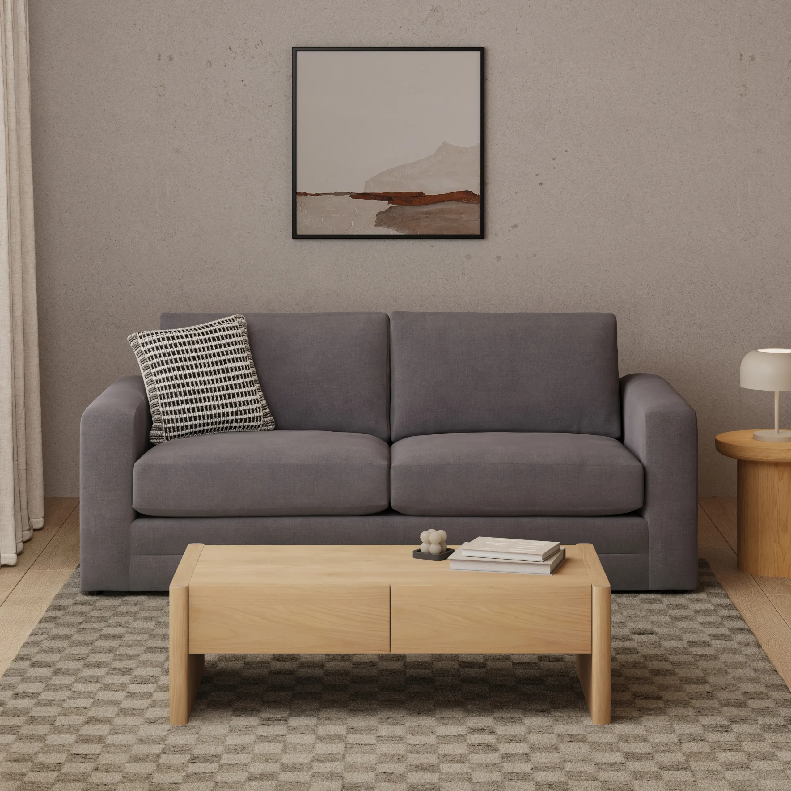 Riley 84_ Velvet Sofa Bed - Hale Warm Gray
