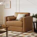 Sven 45.5_ Tufted Leather Sleeper Chair - Charme Tan