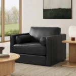 Sven 45.5_ Tufted Leather Sleeper Chair - Oxford Black