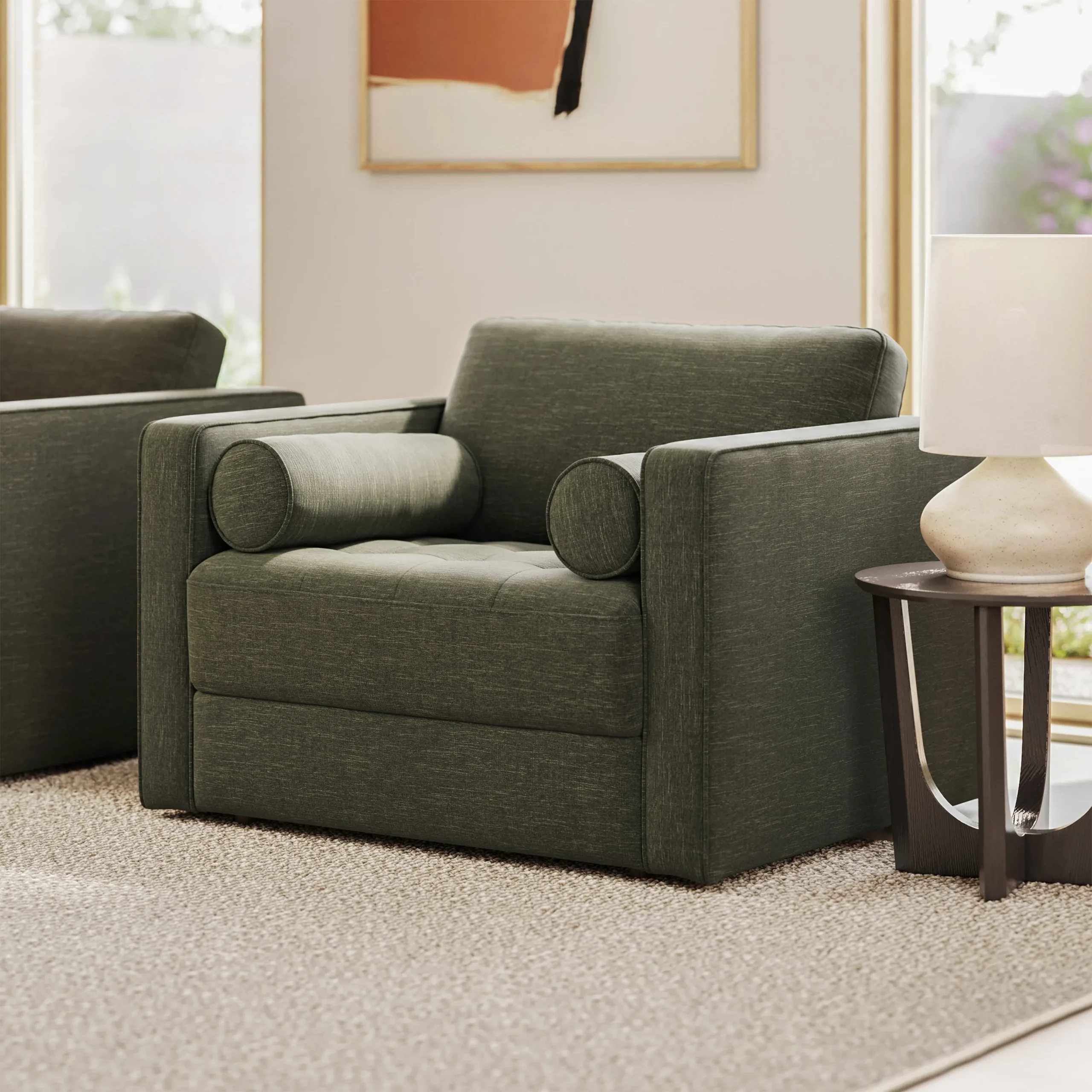 Sven 45.5_ Tufted Sleeper Chair - Fir Green