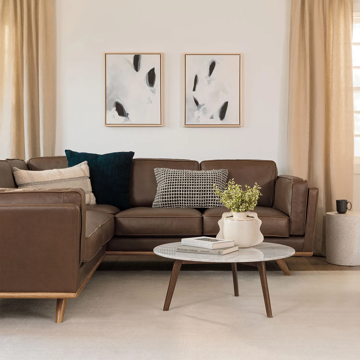 Timber 93_ Leather Corner Sectional - Charme Chocolat - Image 2