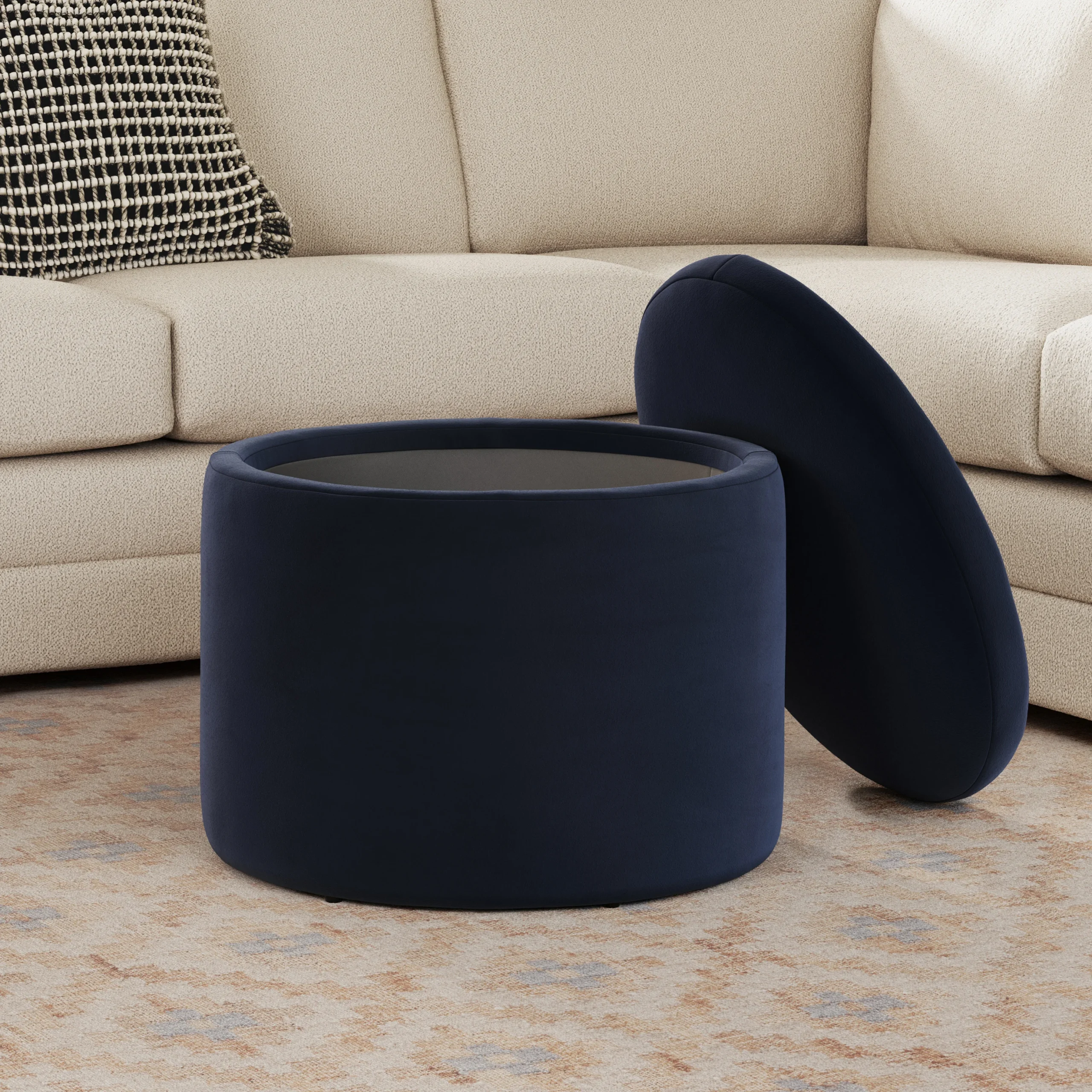 Benson 23.5_ Velvet Storage Ottoman - Hale Ink - Image 13