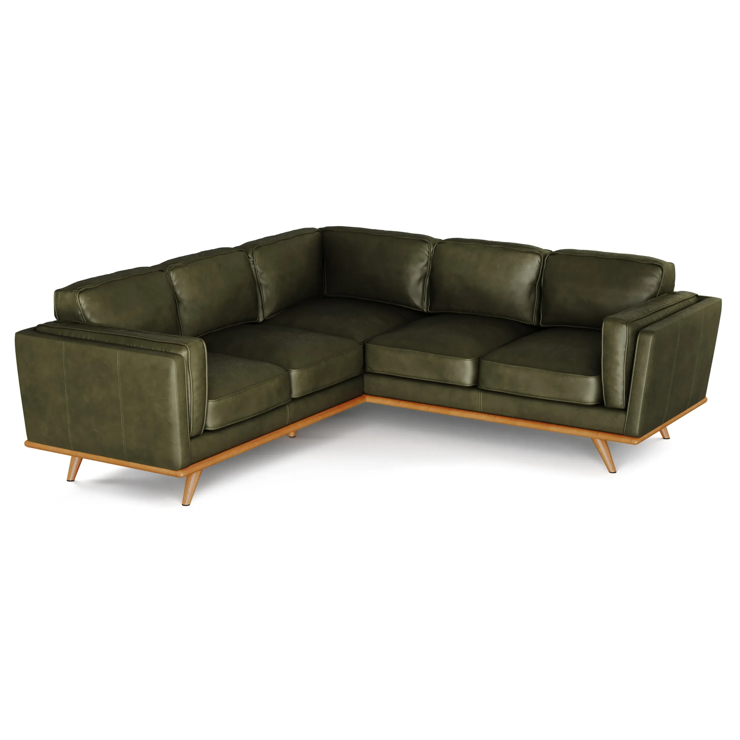 Timber 93_ Leather Corner Sectional - Charme Green - Image 2