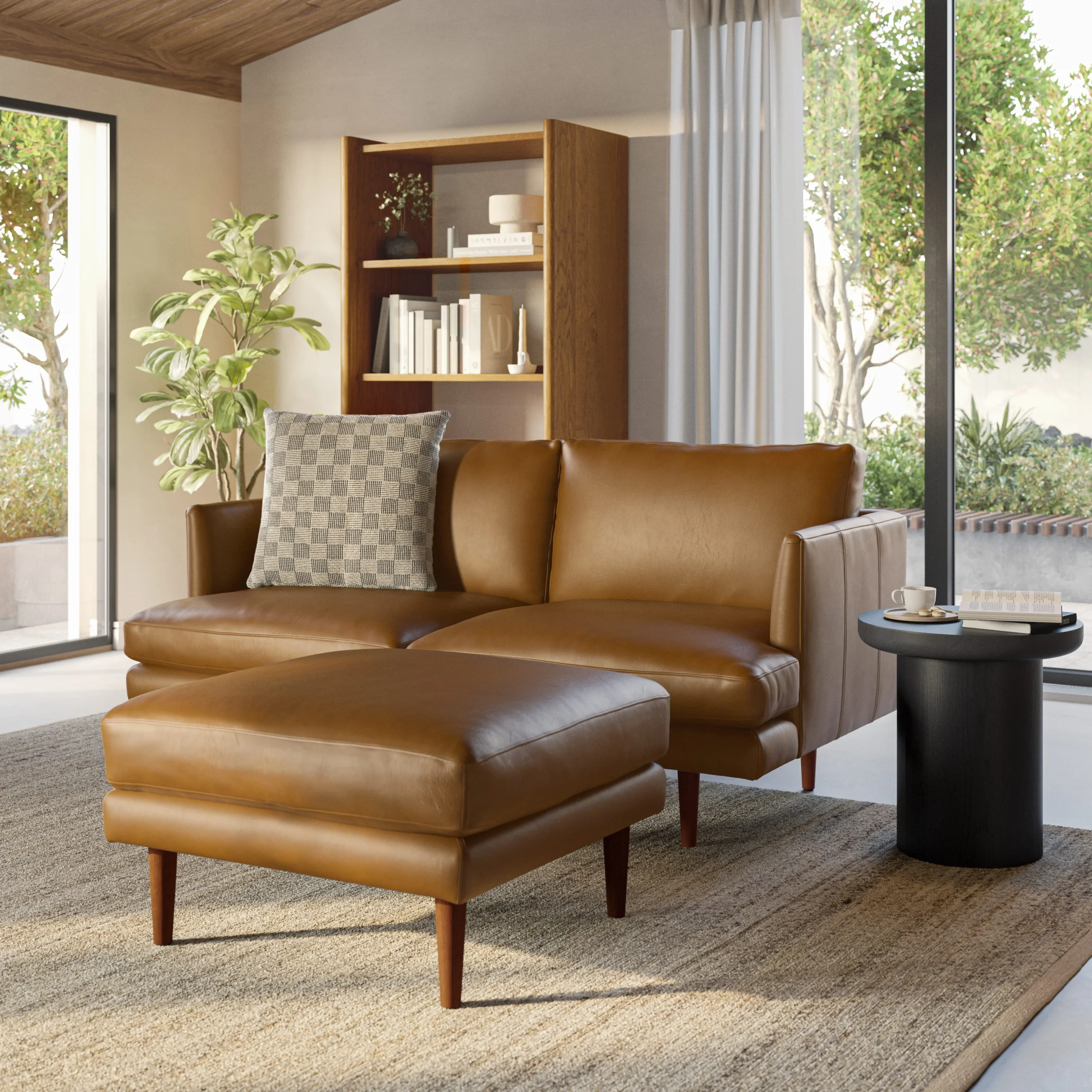 Burrard 29_ Leather Ottoman - Bella Caramel - Image 9