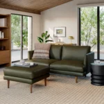 Burrard 29_ Leather Ottoman - Charme Green