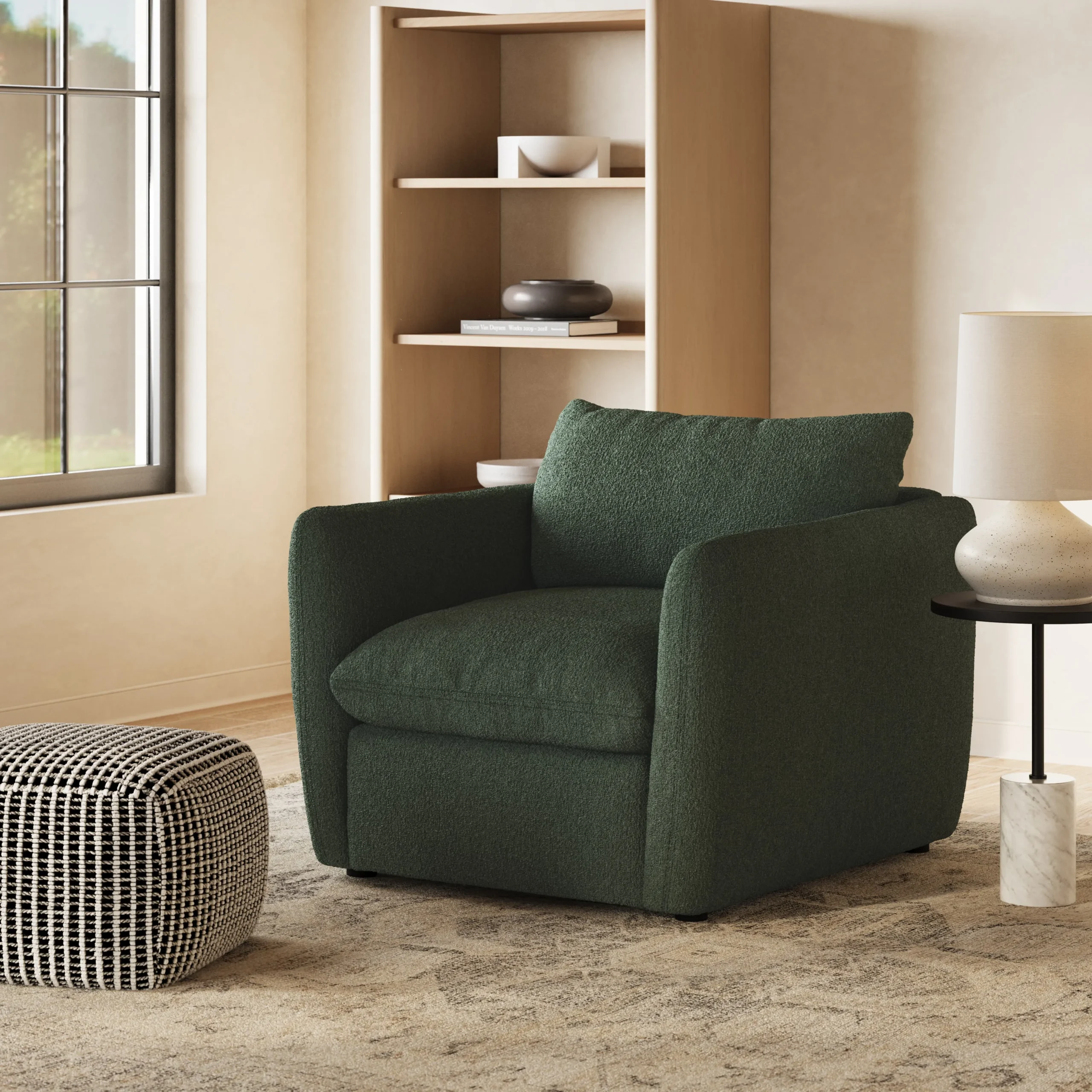 Leigh 42_ Lounge Chair - Green Wool Bouclé - Image 12