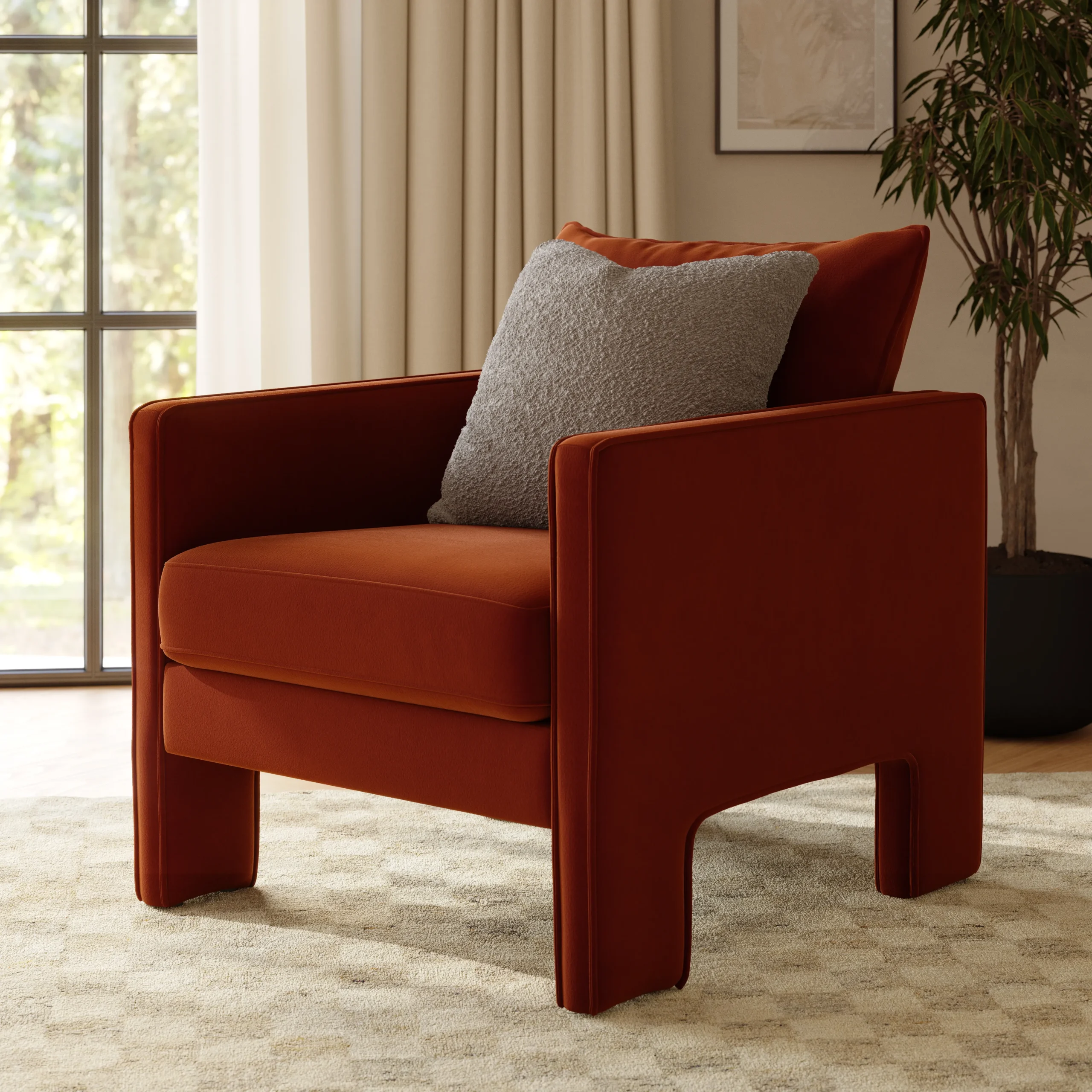 Oren 29.5_ Velvet Lounge Chair - Hale Rust - Image 13