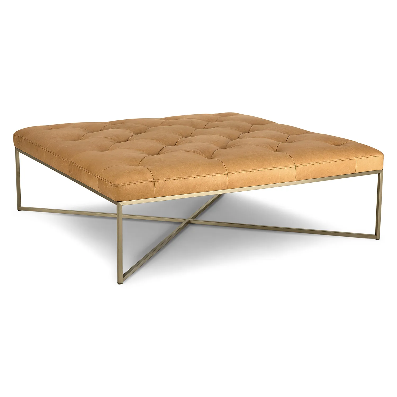 Tablet 47_ Leather Square Ottoman - Charme Tan - Image 10