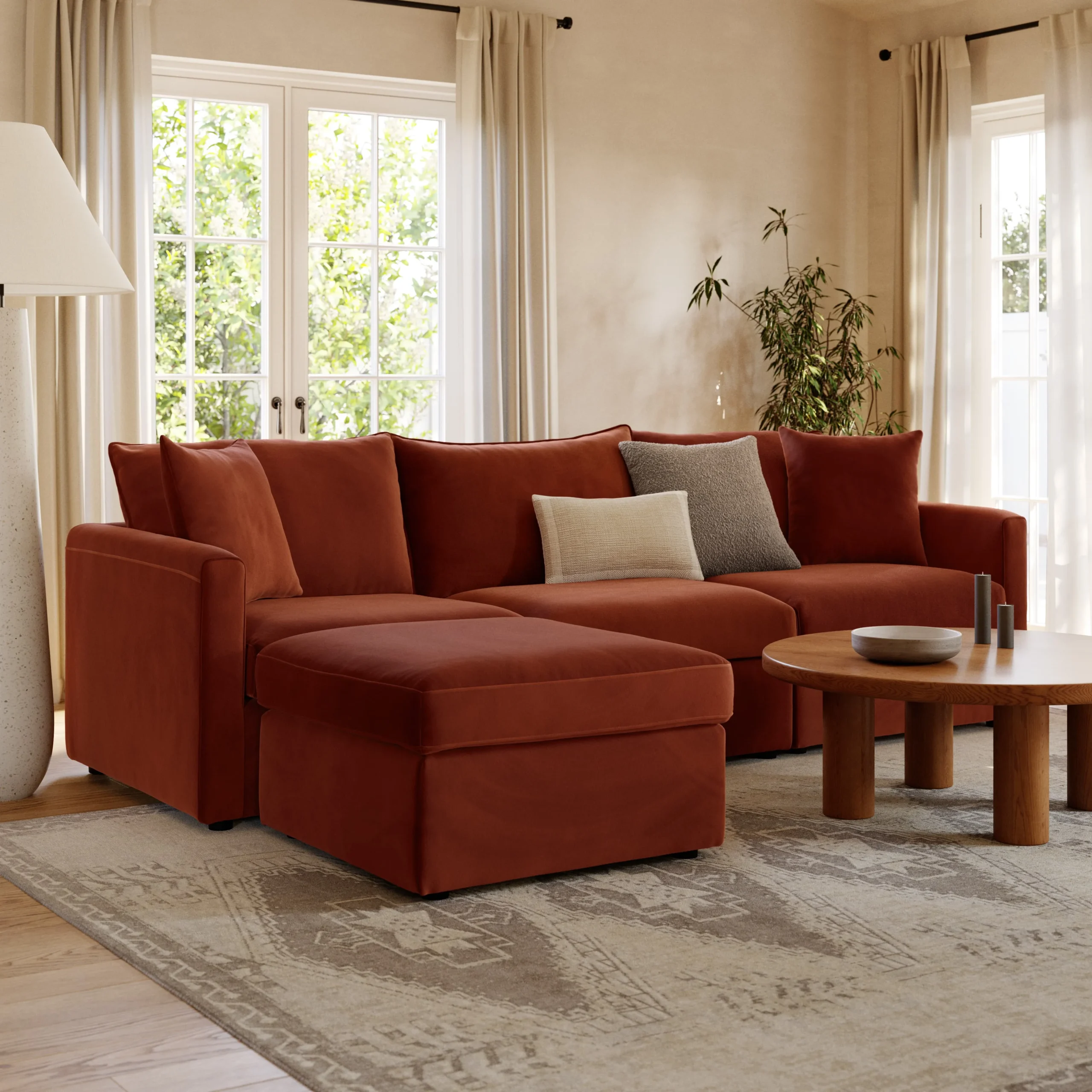 Lenae 33_ Velvet Ottoman - Hale Rust - Image 2