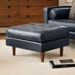 Sven 30_ Leather Ottoman - Oxford Blue