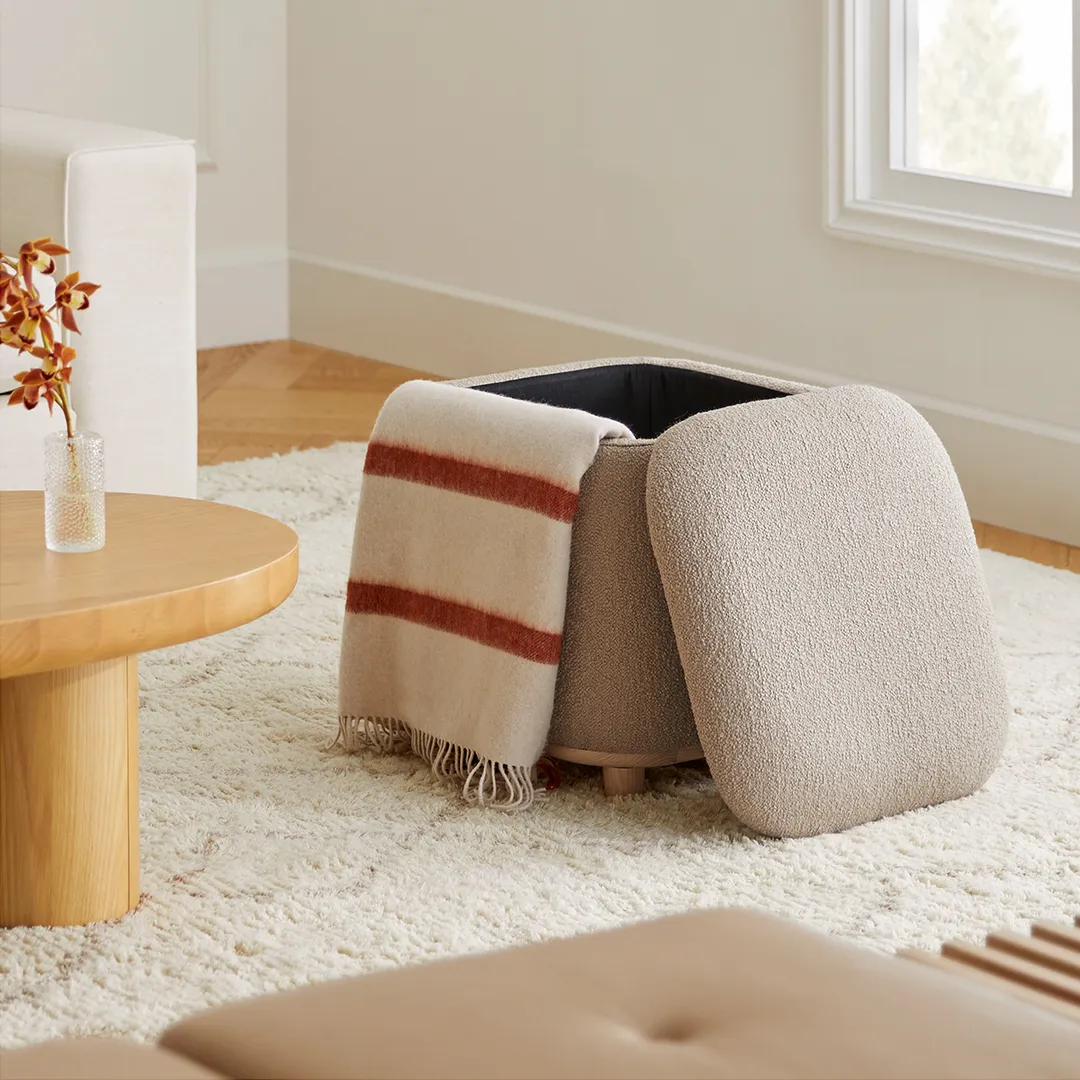 Maribo 19_ Storage Ottoman - Sandstone Wool Bouclé