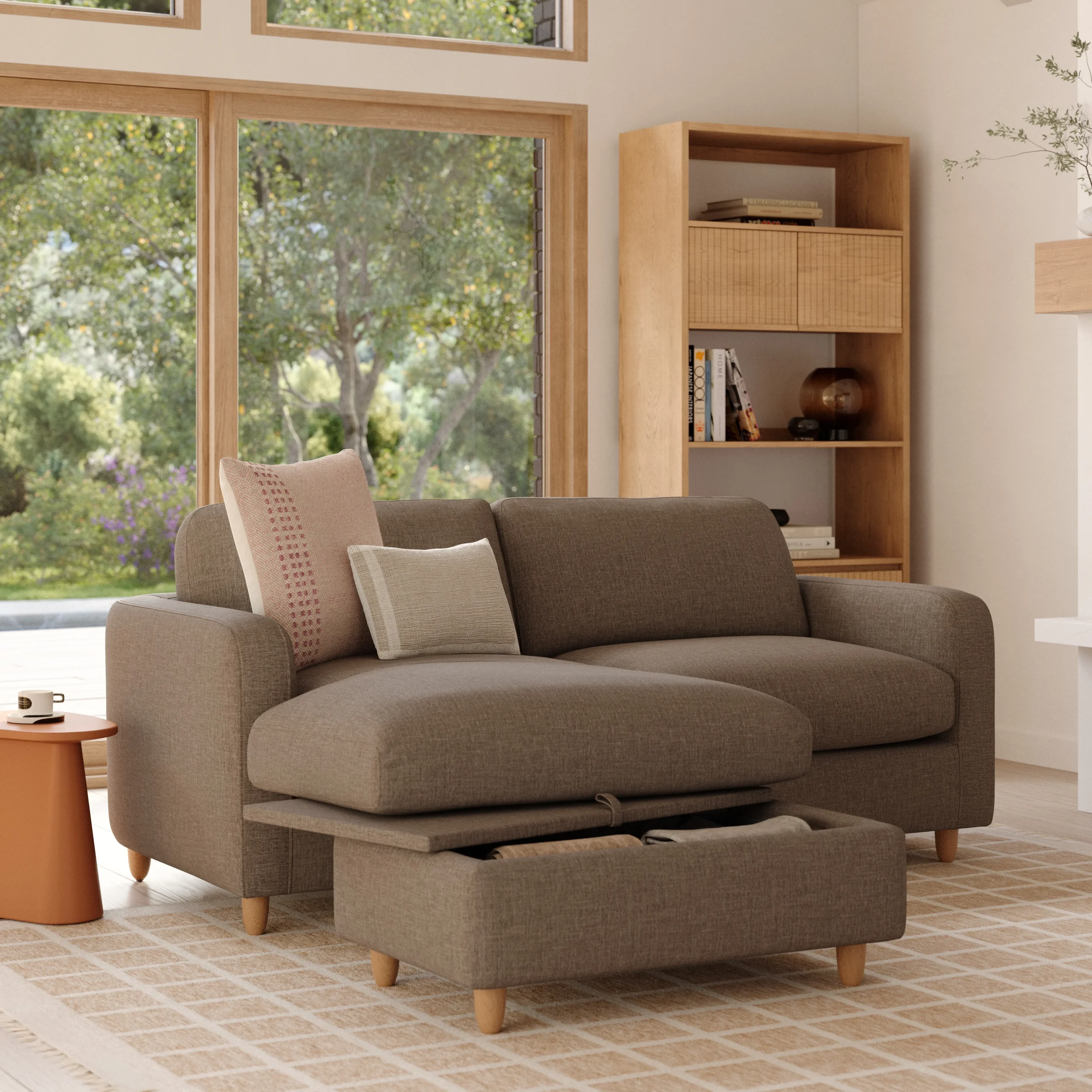 Vati 80_ Left Storage Sectional - Natural Oak and Buckler Brown - Image 2