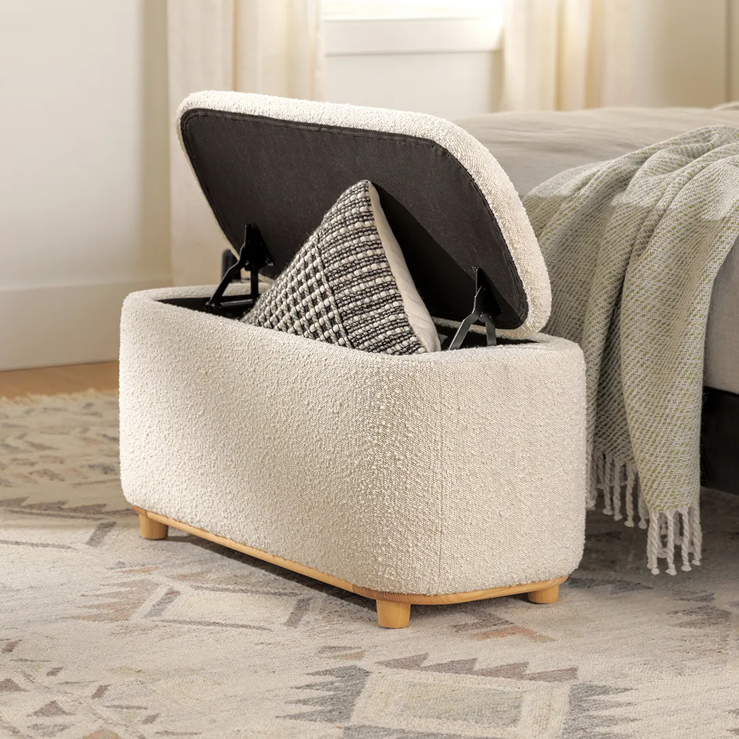 Maribo 32_ Storage Ottoman - Ivory Bouclé - Image 3