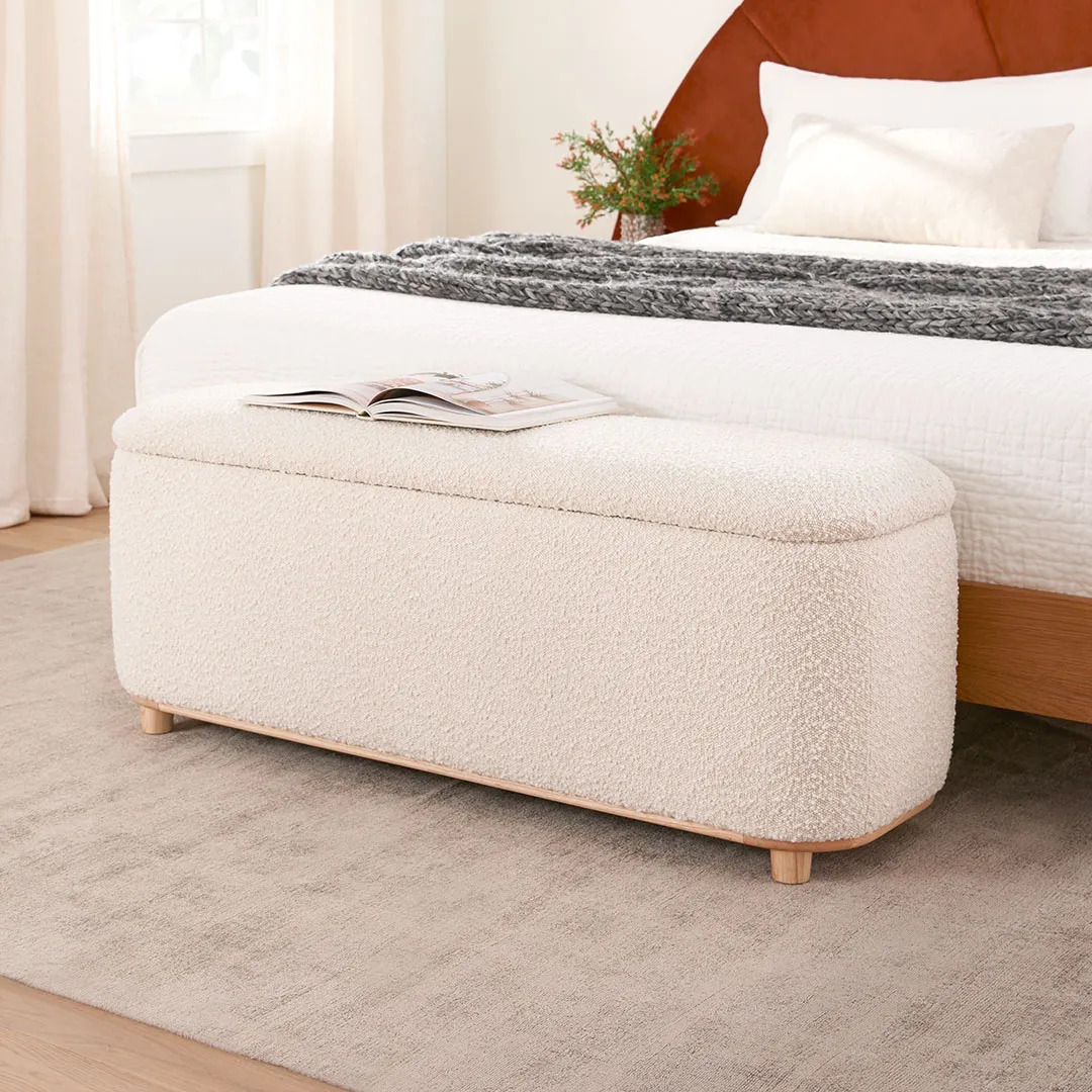 Maribo 48_ Storage Ottoman - Ivory Bouclé - Image 3
