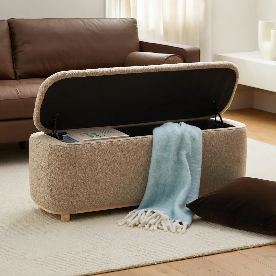 Maribo 48_ Storage Ottoman - Sandstone Wool Bouclé - Image 2