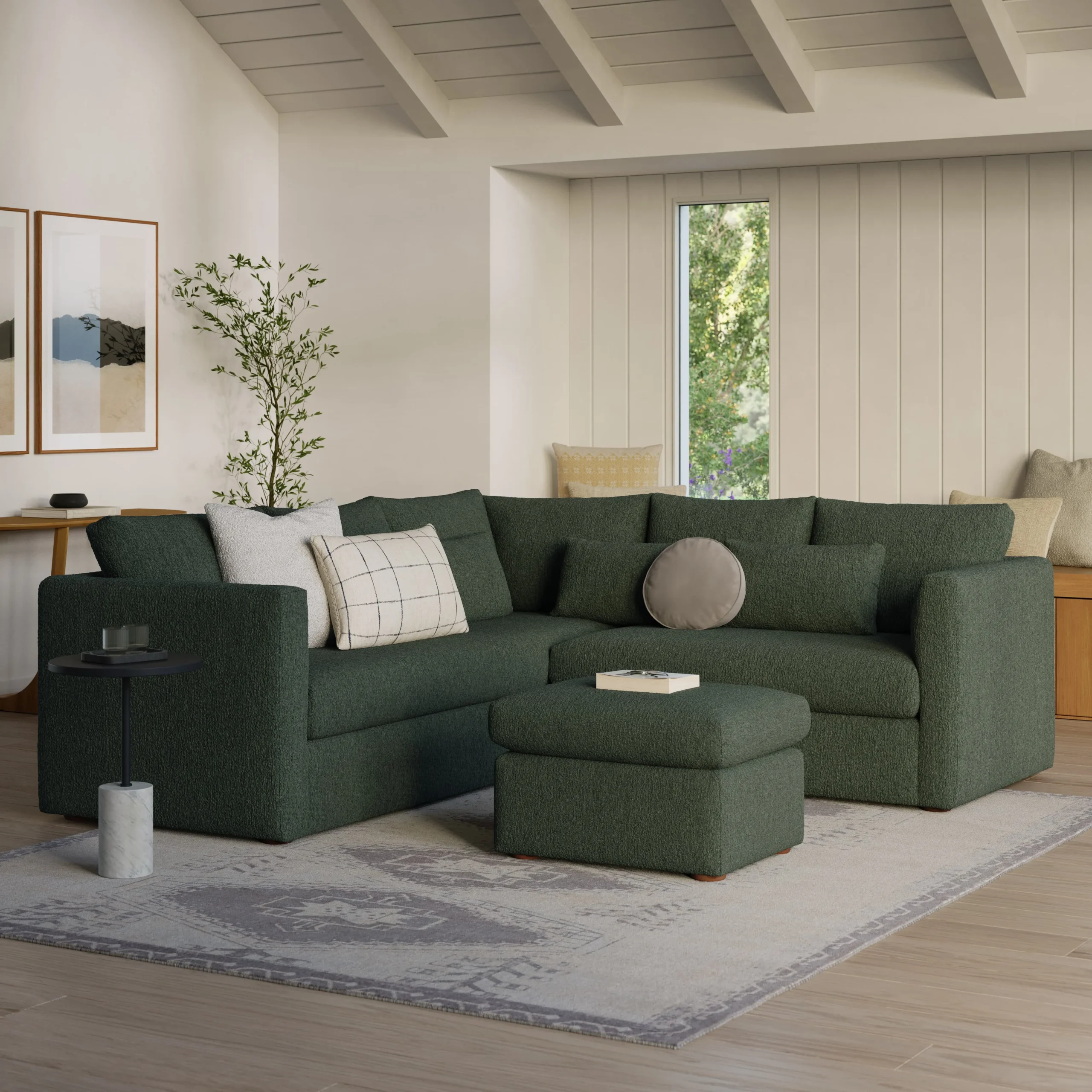 Marina 28.5_ Ottoman - Green Wool Bouclé