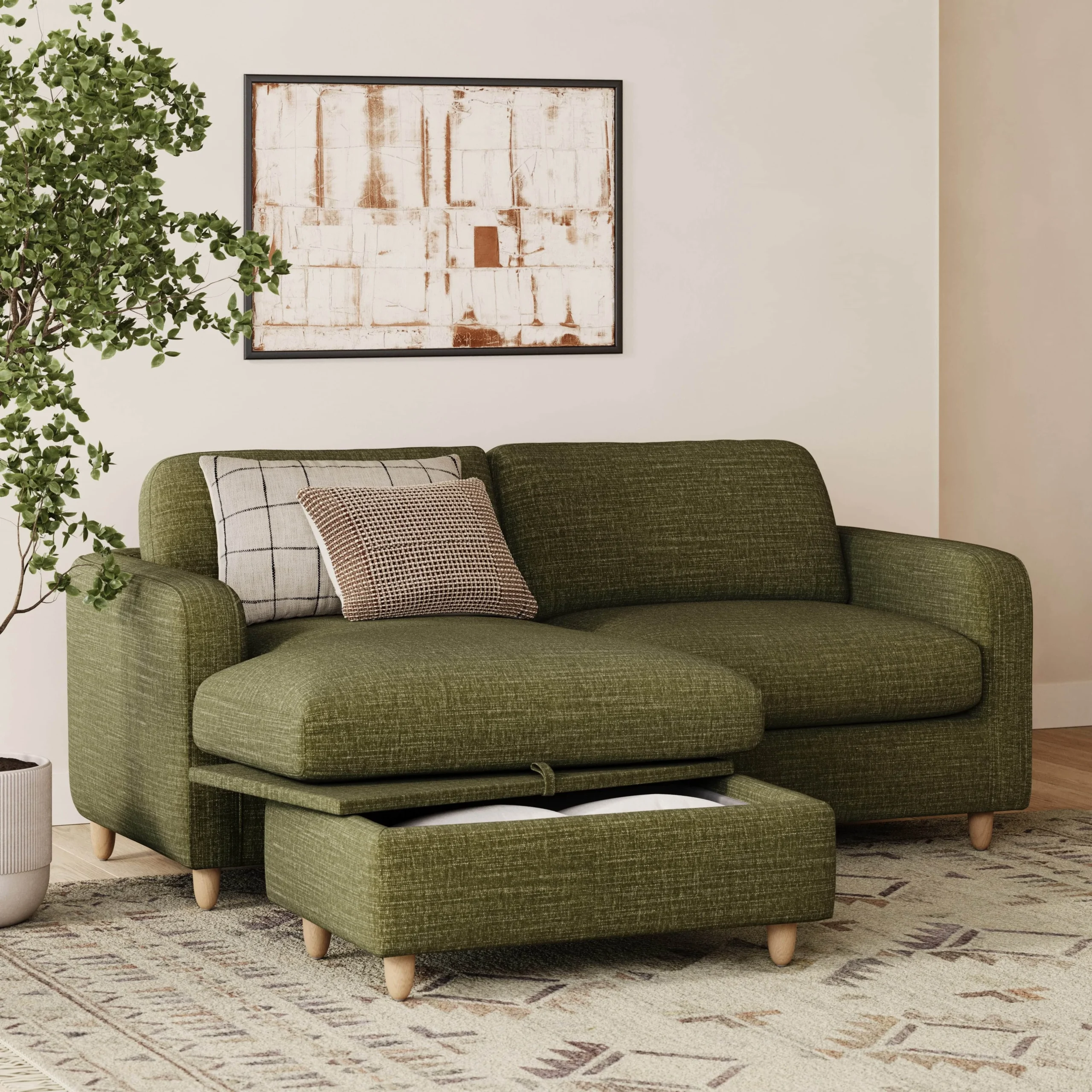 Vati 80_ Left Storage Sectional - Natural Oak and Napa Moss - Image 9